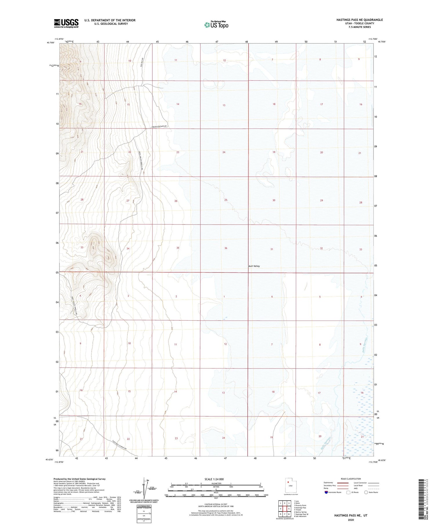 Hastings Pass NE Utah US Topo Map Image
