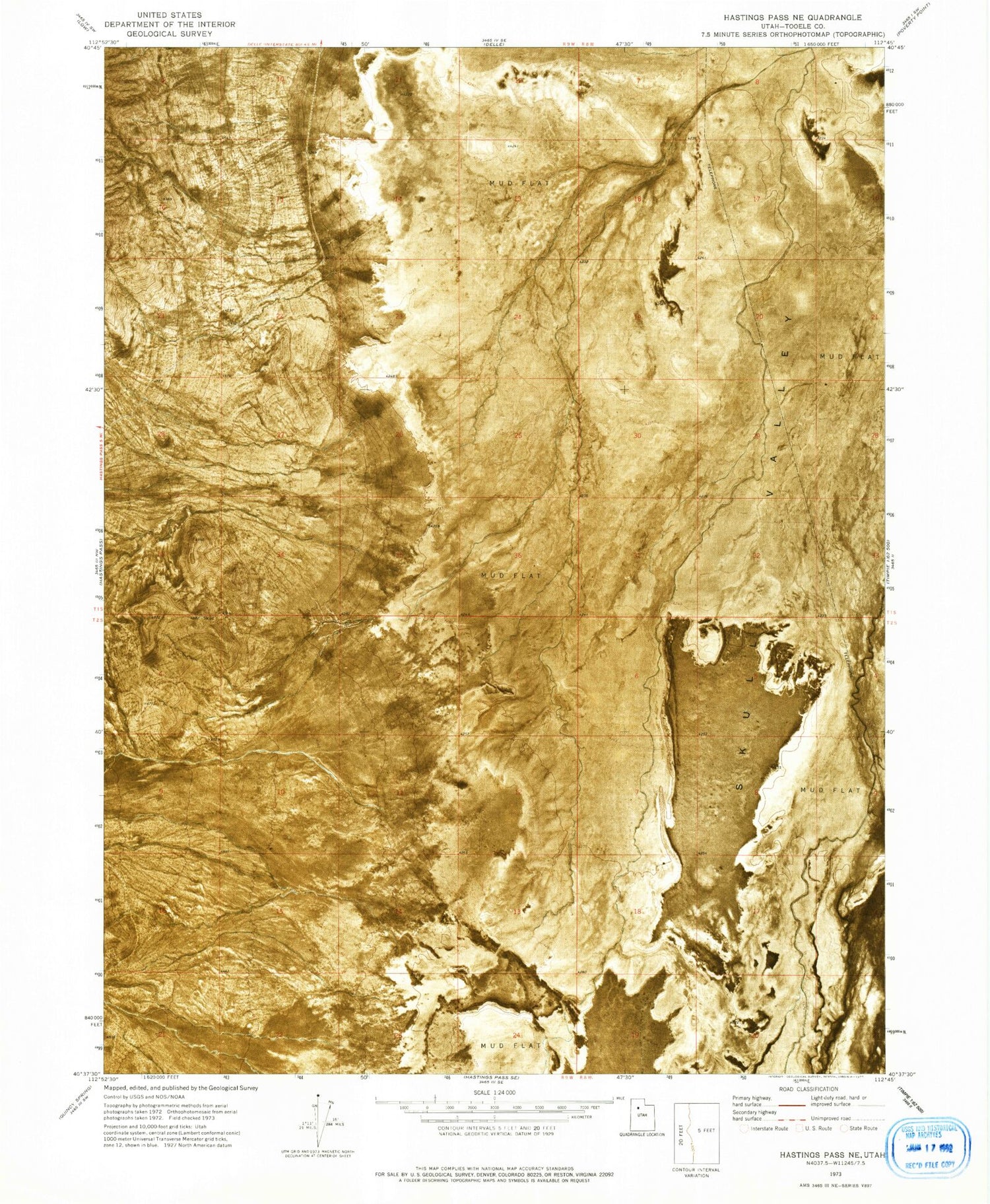 Classic USGS Hastings Pass NE Utah 7.5'x7.5' Topo Map Image