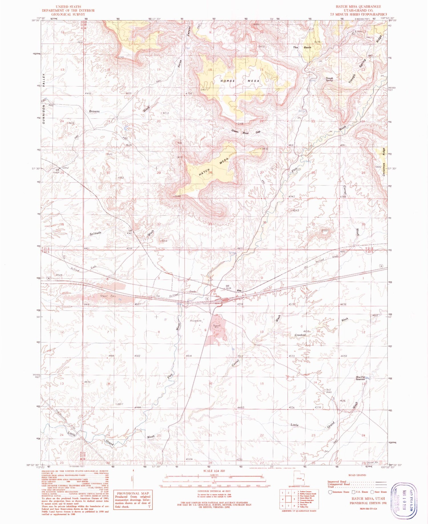 Classic USGS Hatch Mesa Utah 7.5'x7.5' Topo Map Image