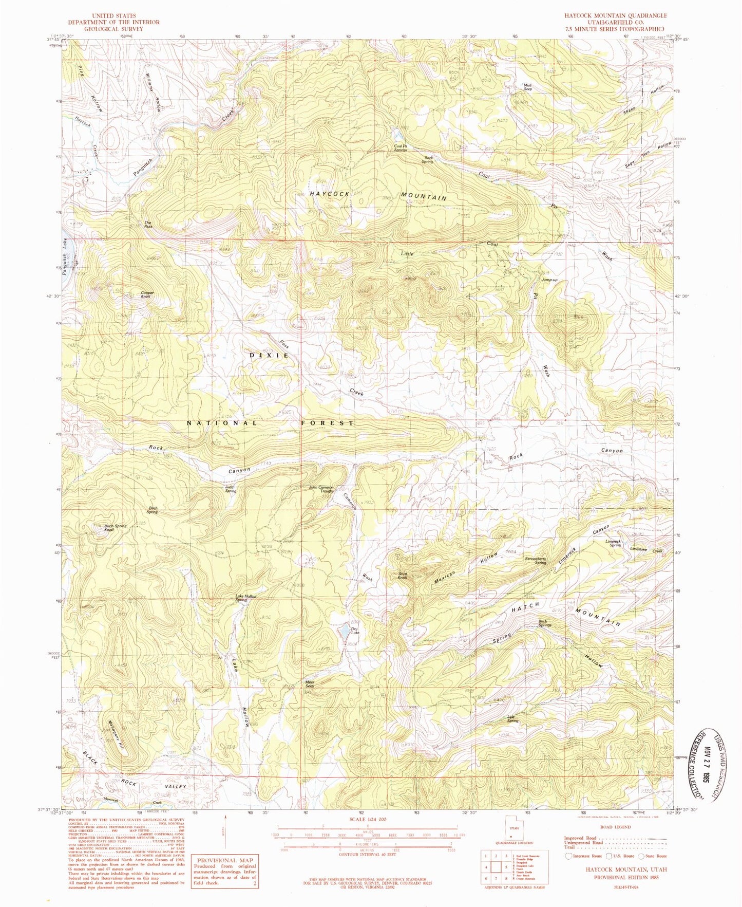 Classic USGS Haycock Mountain Utah 7.5'x7.5' Topo Map Image