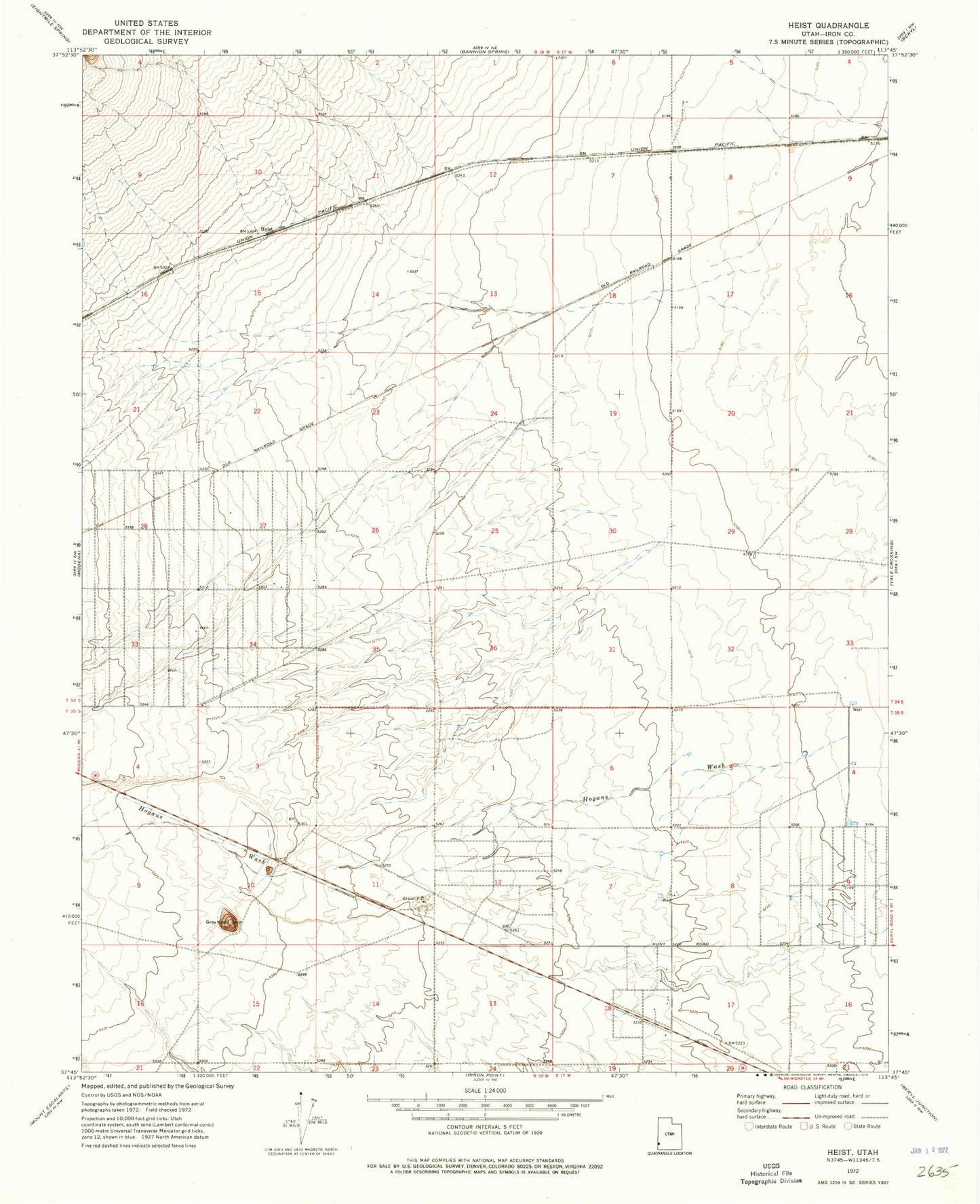 Classic USGS Heist Utah 7.5'x7.5' Topo Map Image