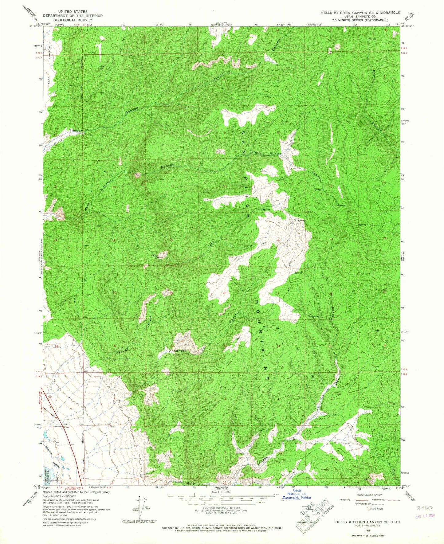 Classic USGS Hells Kitchen Canyon SE Utah 7.5'x7.5' Topo Map Image