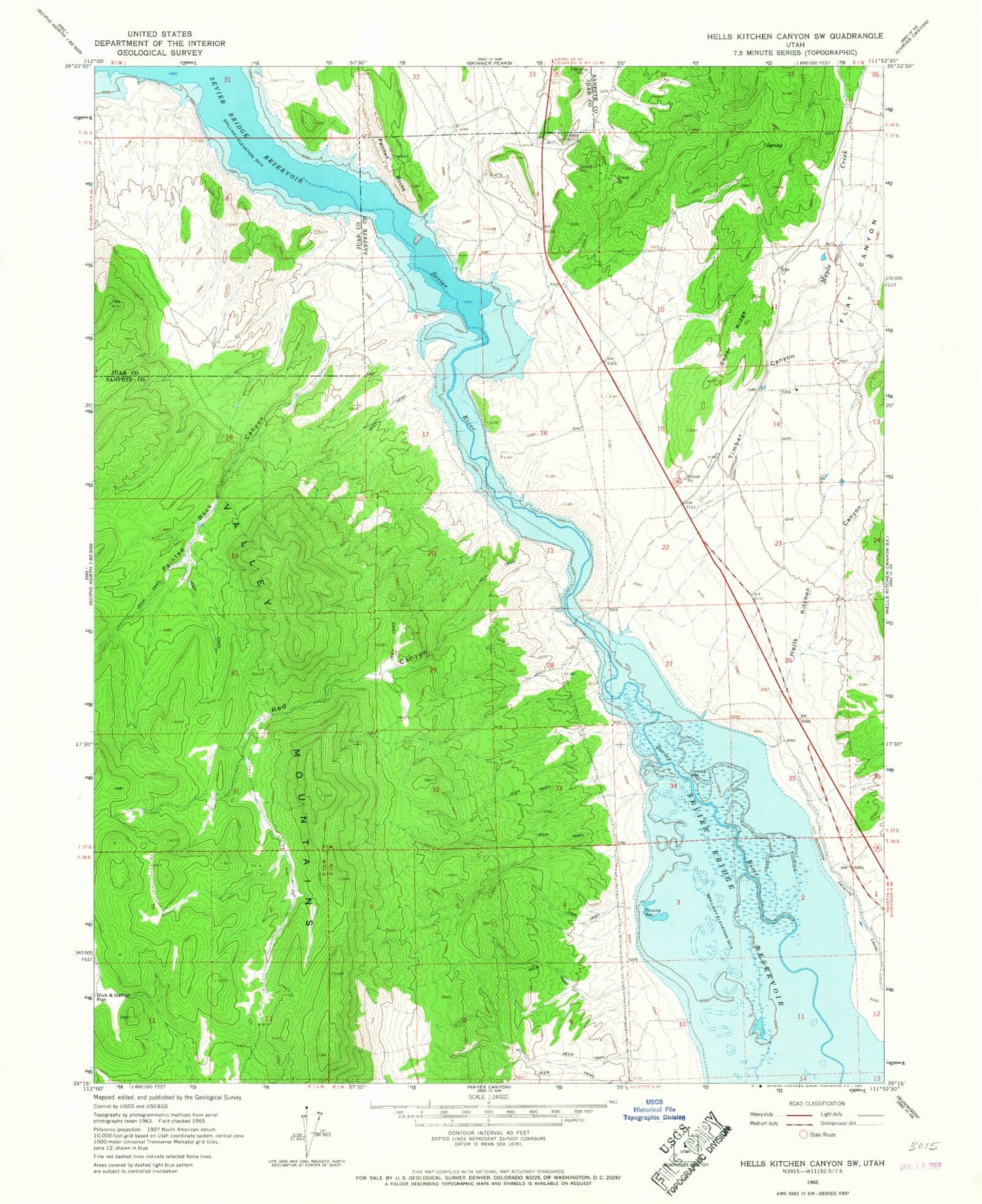Classic USGS Hells Kitchen Canyon SW Utah 7.5'x7.5' Topo Map Image