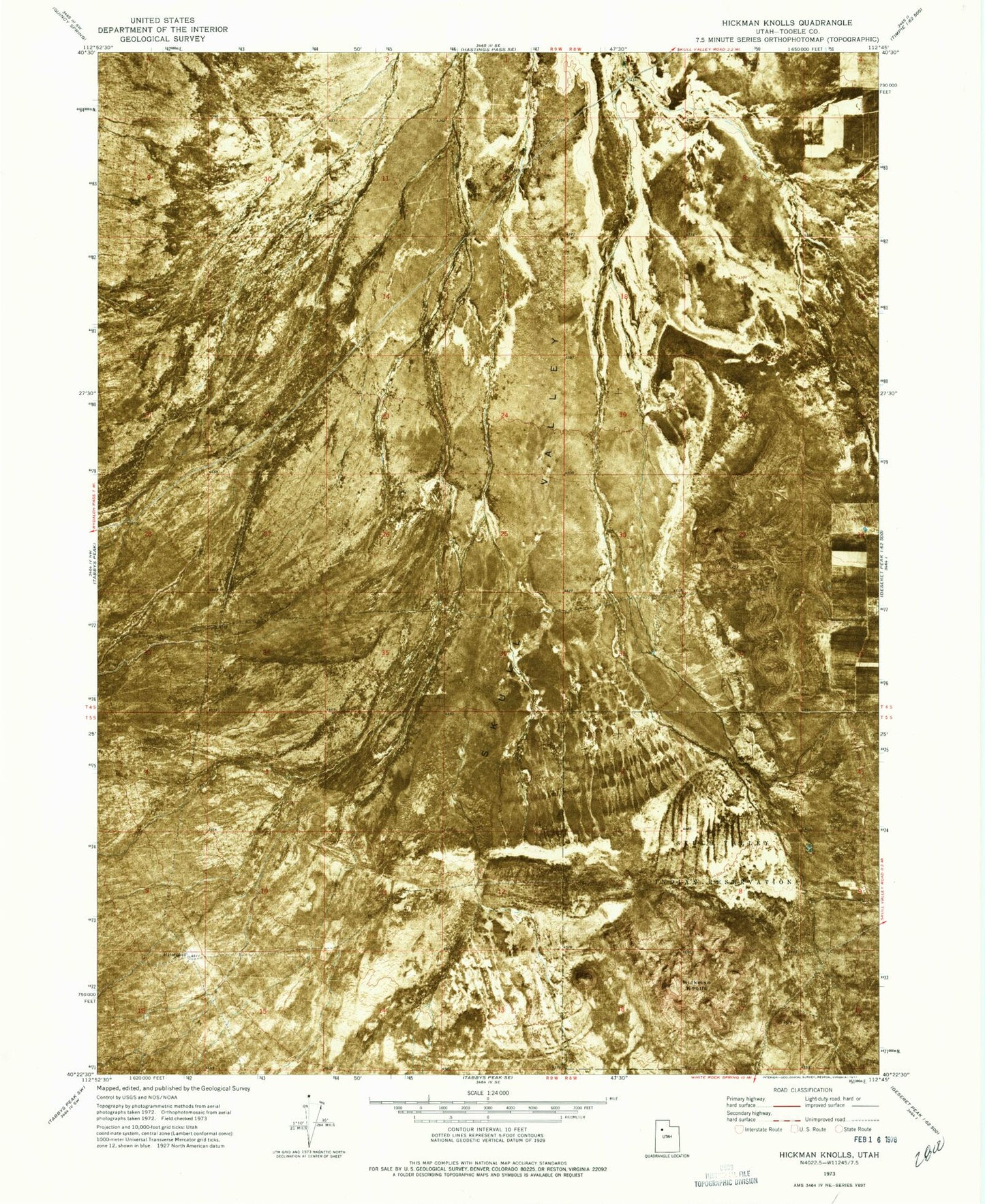 Classic USGS Hickman Knolls Utah 7.5'x7.5' Topo Map Image