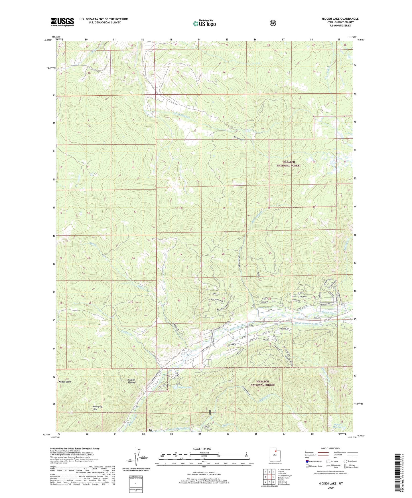 Hidden Lake Utah US Topo Map Image