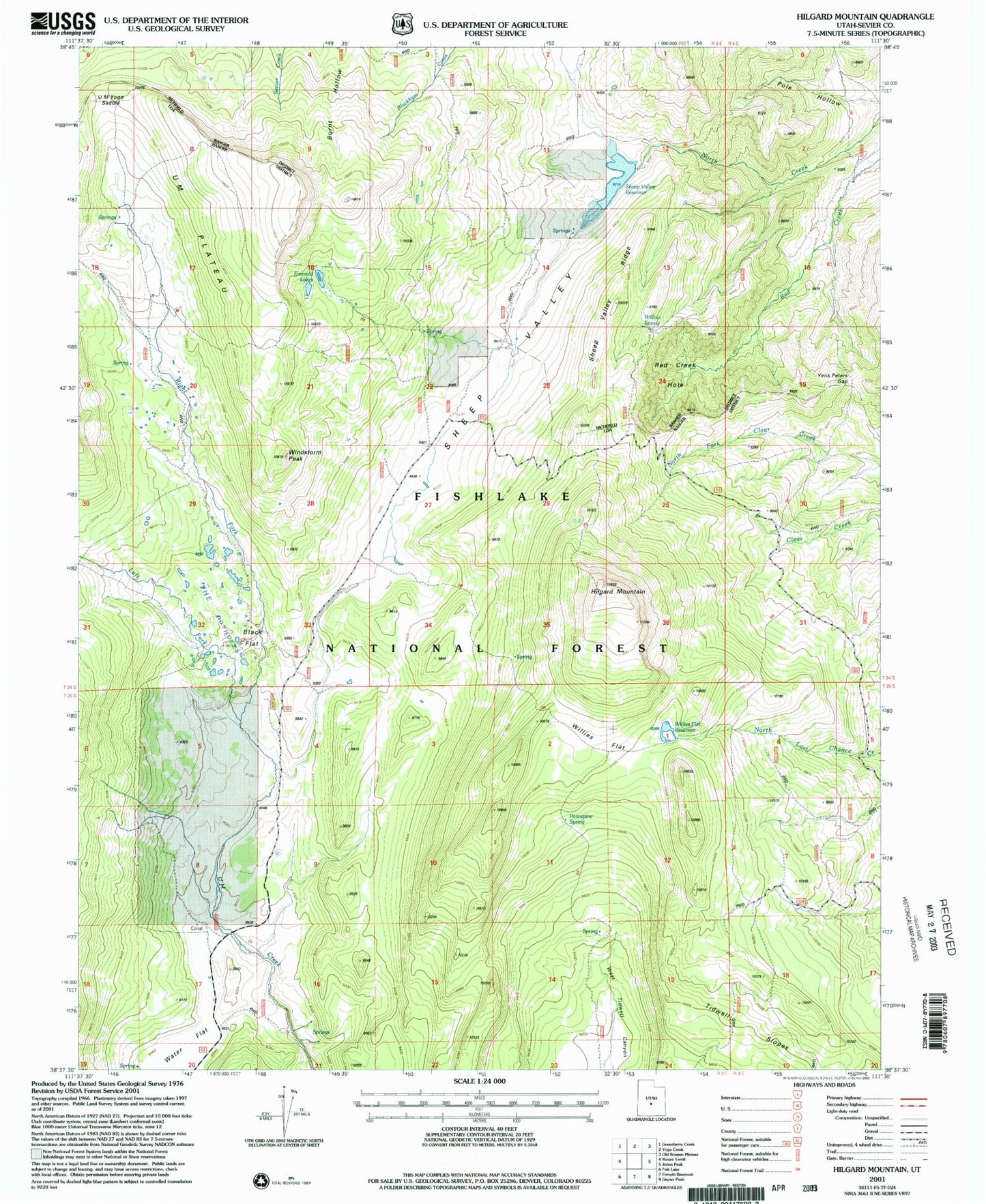 Classic USGS Hilgard Mountain Utah 7.5'x7.5' Topo Map Image