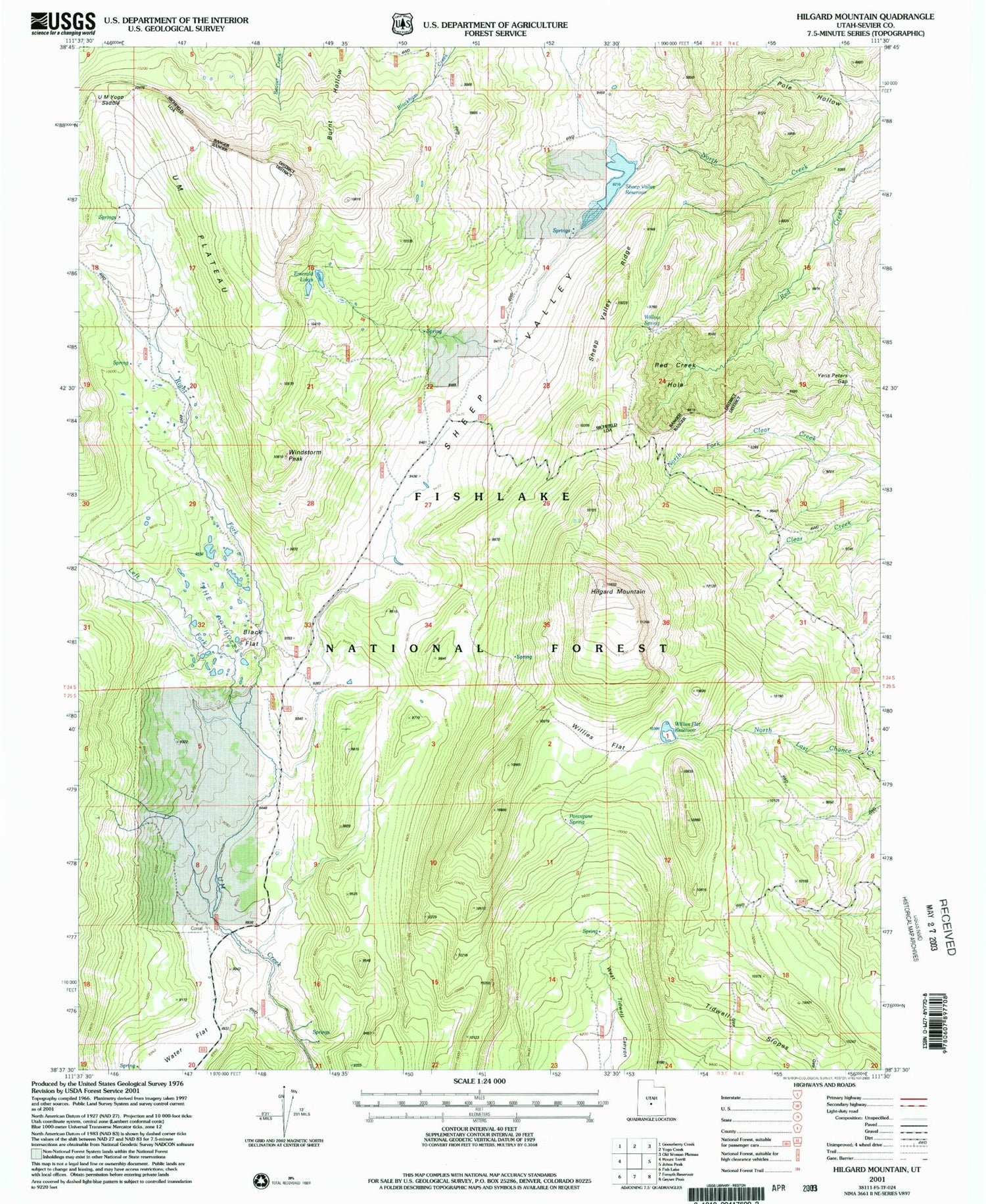 Classic USGS Hilgard Mountain Utah 7.5'x7.5' Topo Map Image