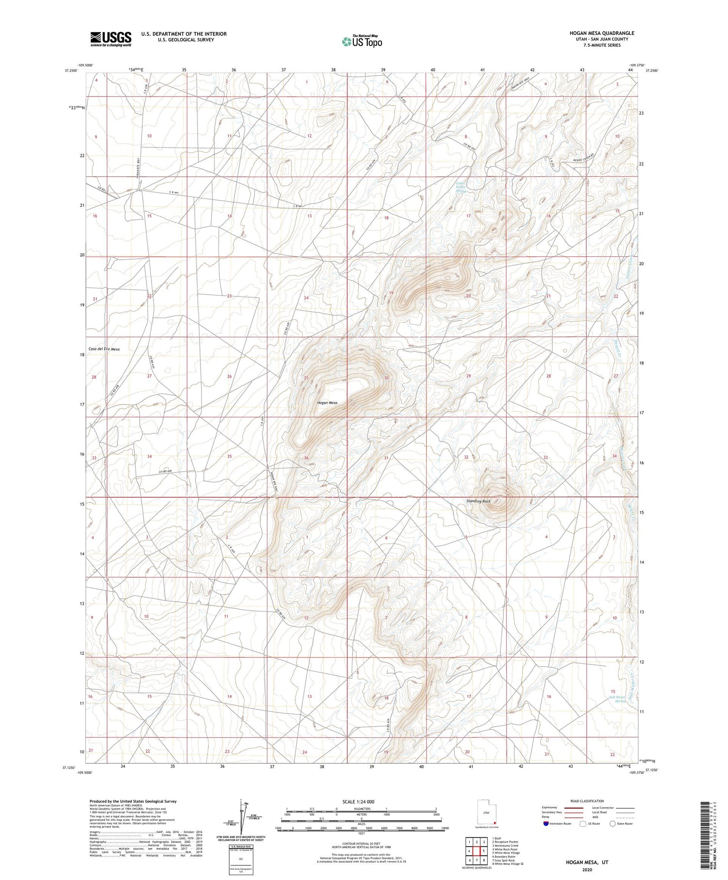 Hogan Mesa Utah US Topo Map Image