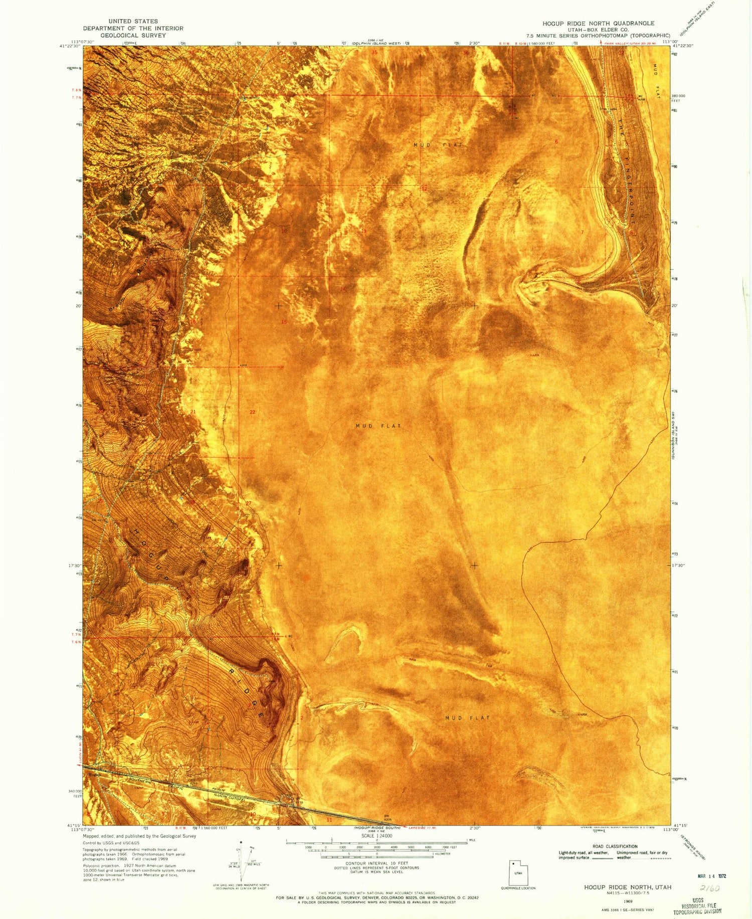 Classic USGS Hogup Ridge North Utah 7.5'x7.5' Topo Map Image