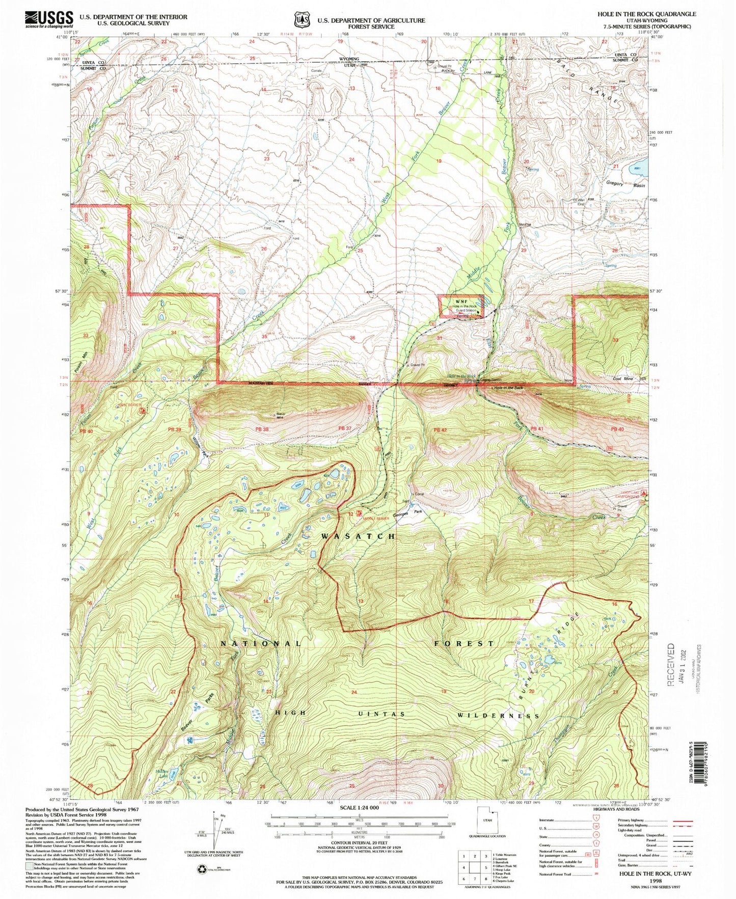 Classic USGS Hole In The Rock Utah 7.5'x7.5' Topo Map Image