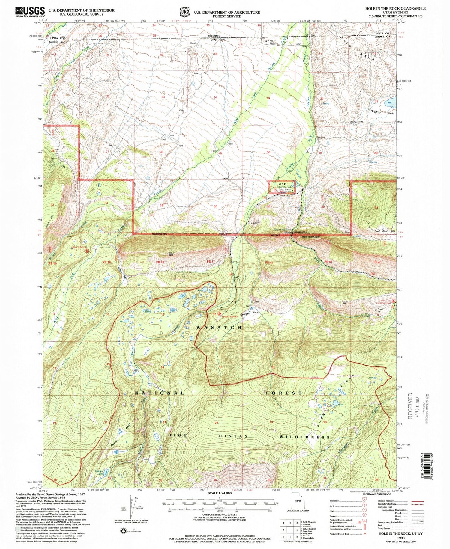Classic USGS Hole In The Rock Utah 7.5'x7.5' Topo Map Image