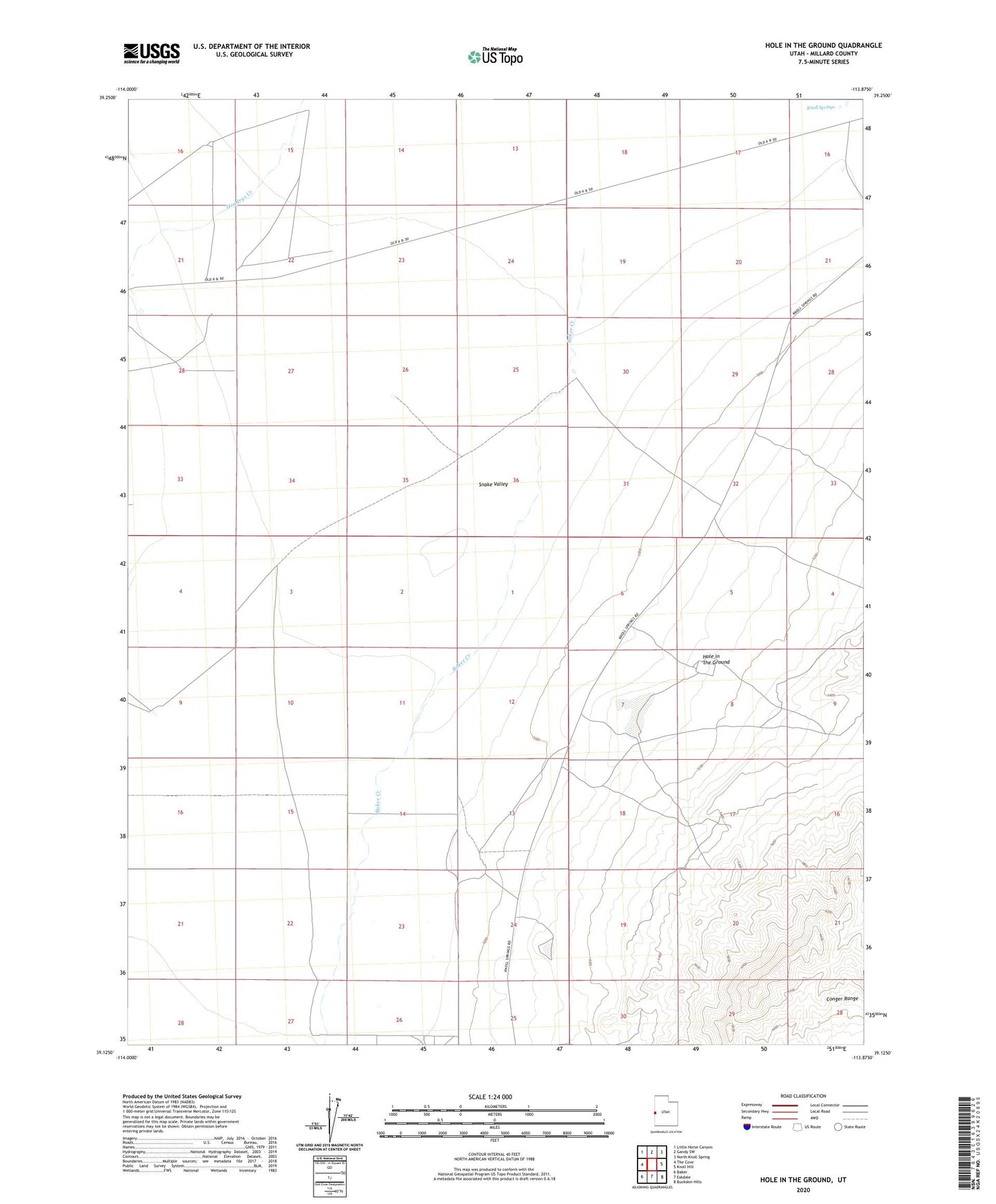 Hole in the Ground Utah US Topo Map Image