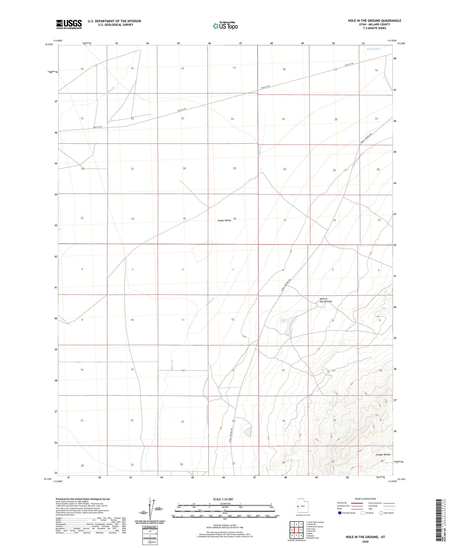 Hole in the Ground Utah US Topo Map Image