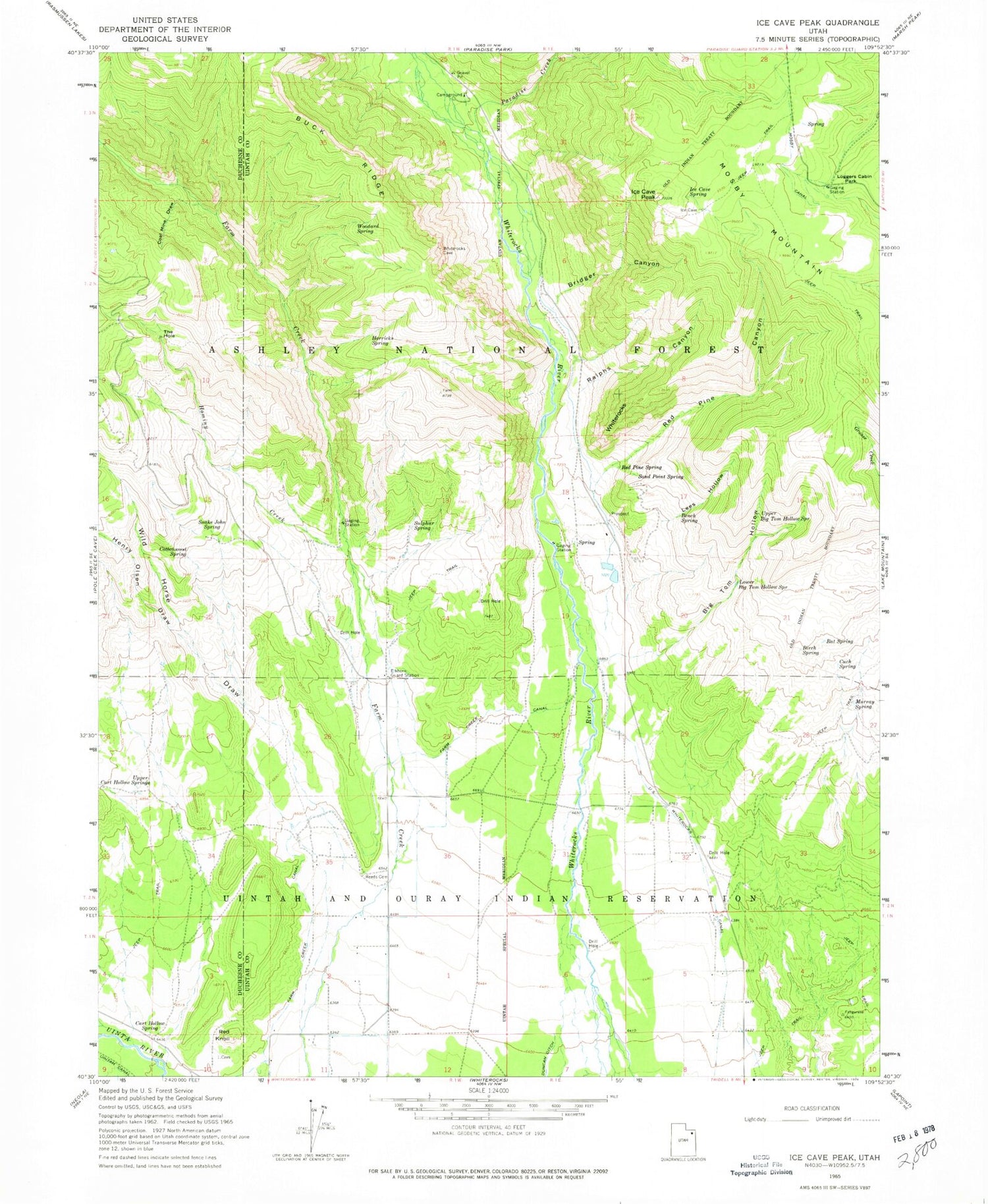 Classic USGS Ice Cave Peak Utah 7.5'x7.5' Topo Map Image
