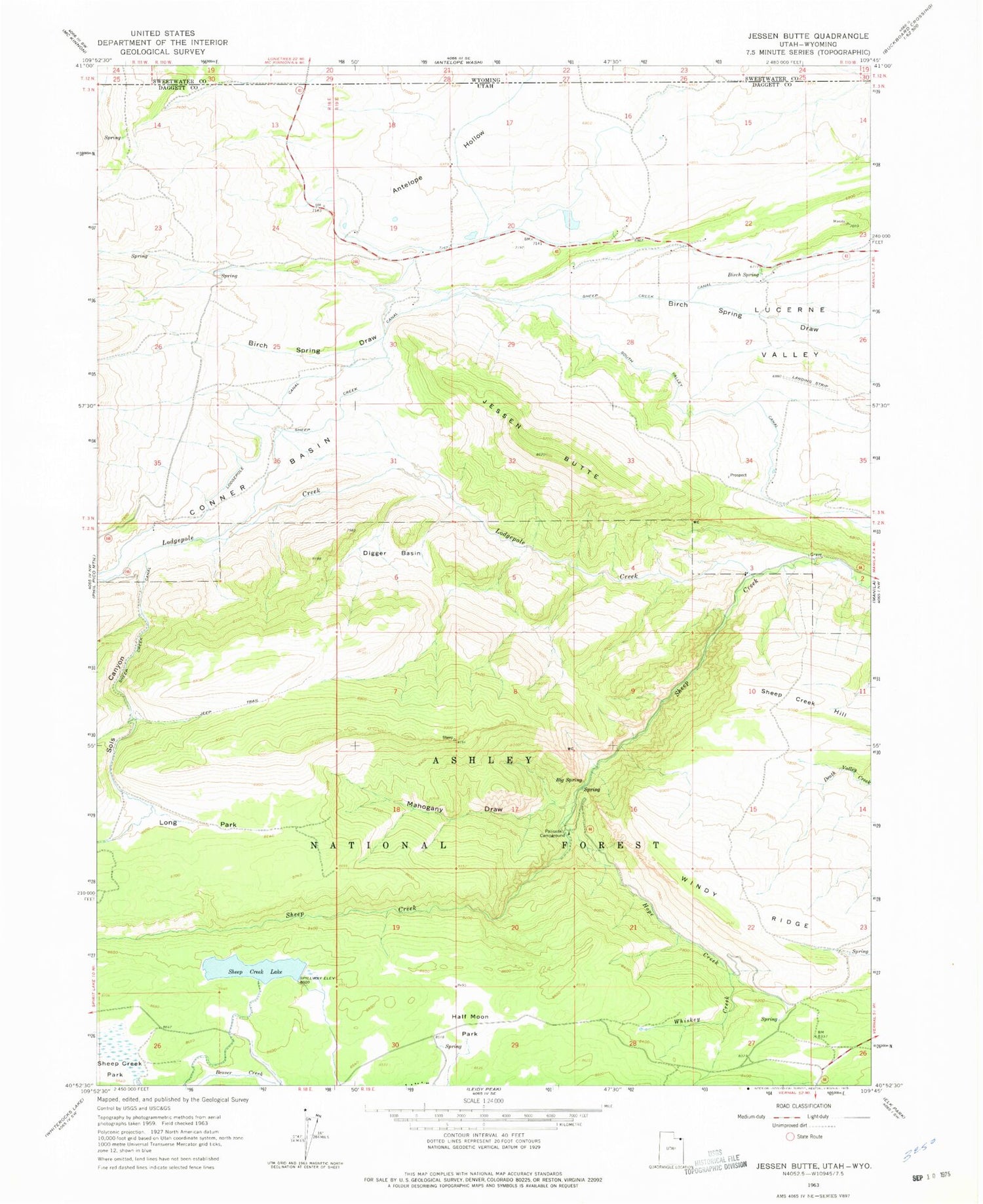 Classic USGS Jessen Butte Utah 7.5'x7.5' Topo Map Image