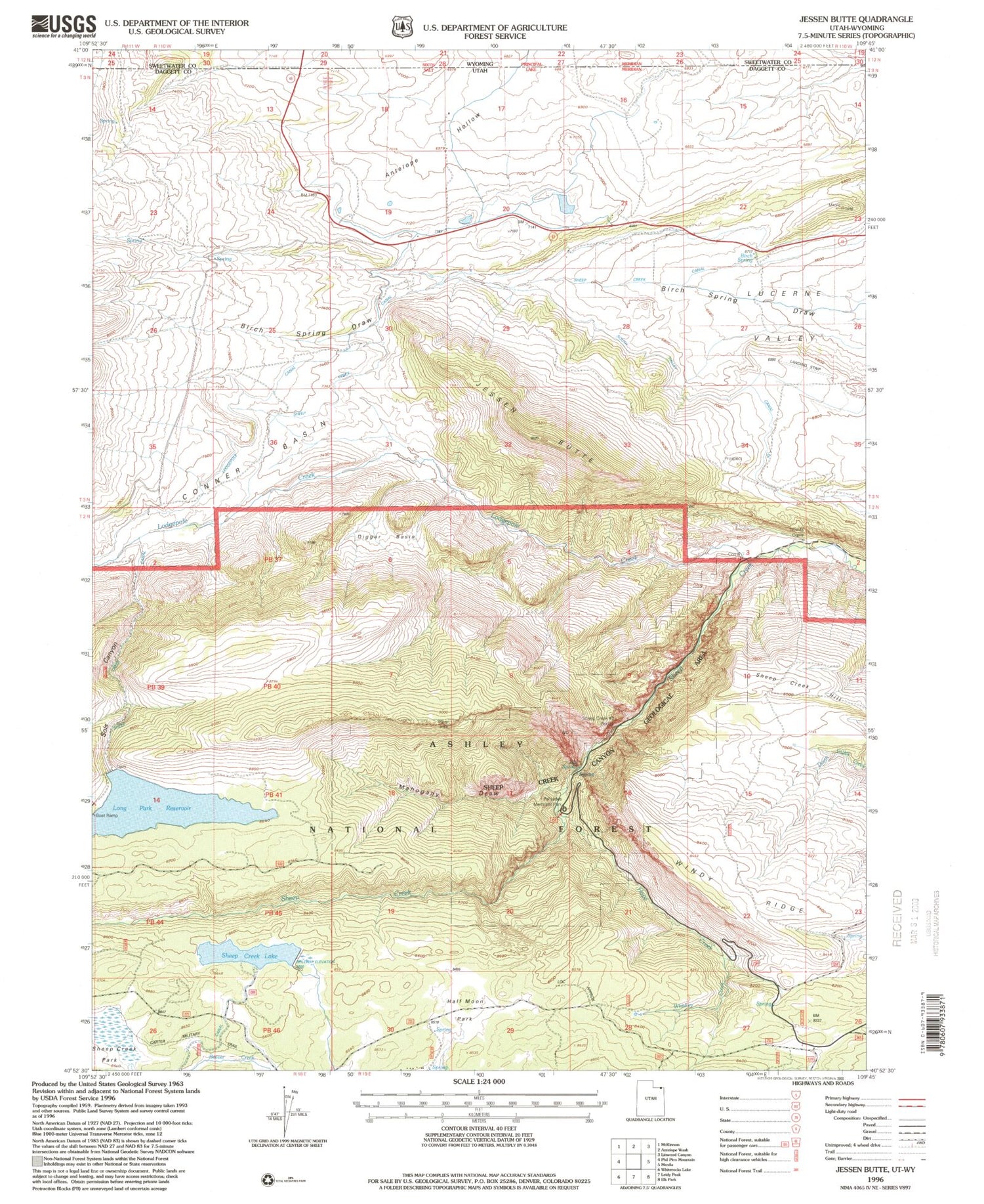 Classic USGS Jessen Butte Utah 7.5'x7.5' Topo Map Image