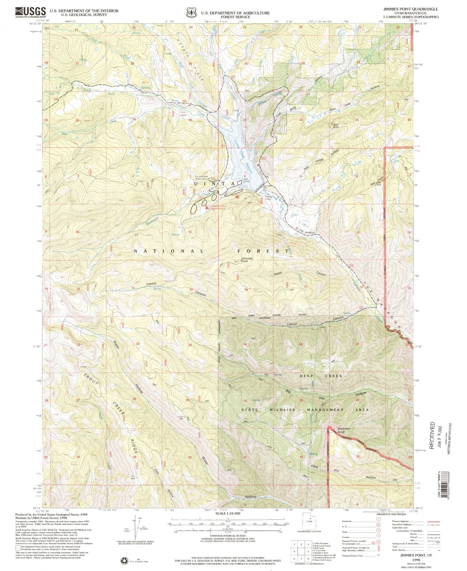 Classic USGS Jimmies Point Utah 7.5'x7.5' Topo Map Image