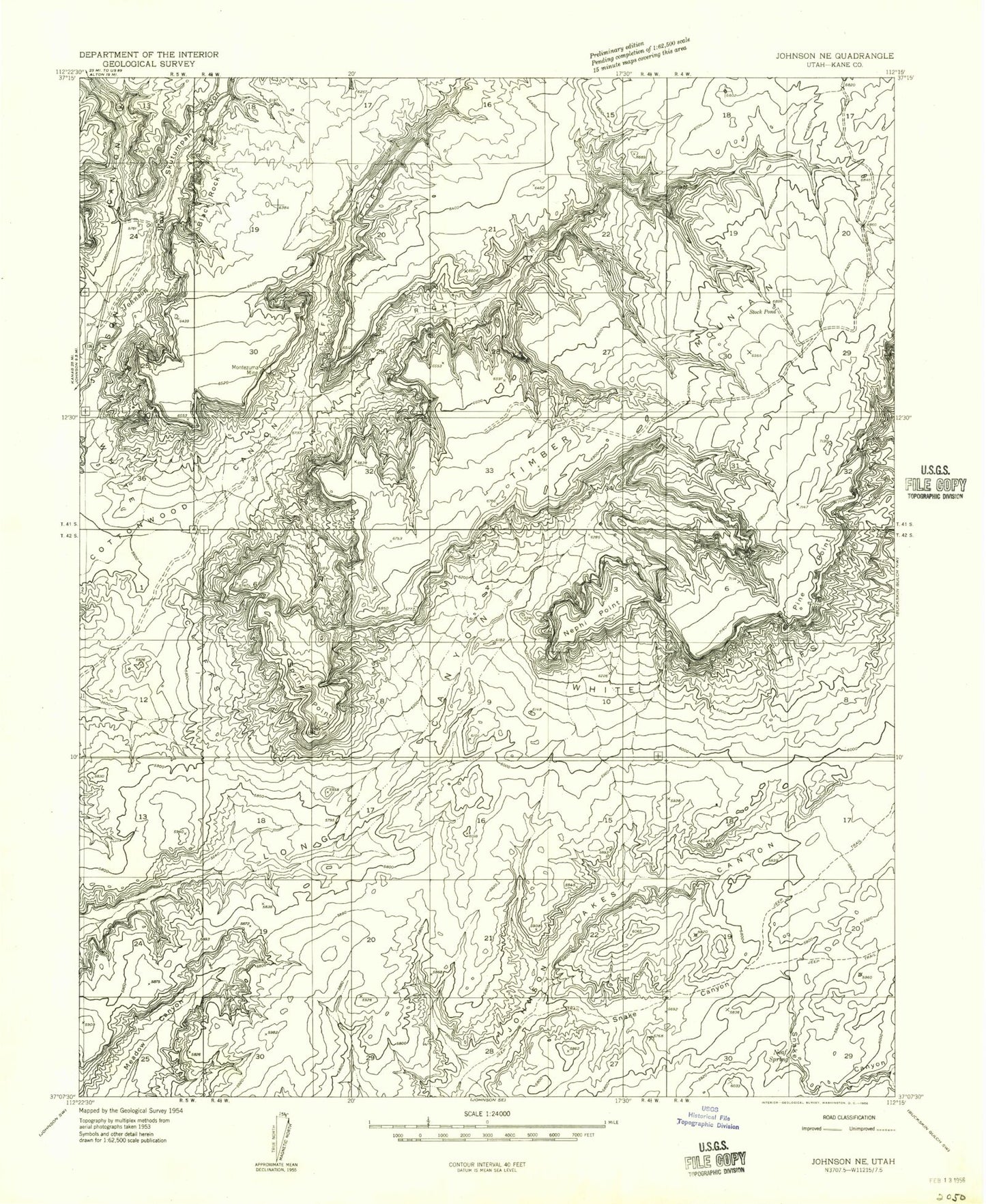 Classic USGS Pine Point Utah 7.5'x7.5' Topo Map Image