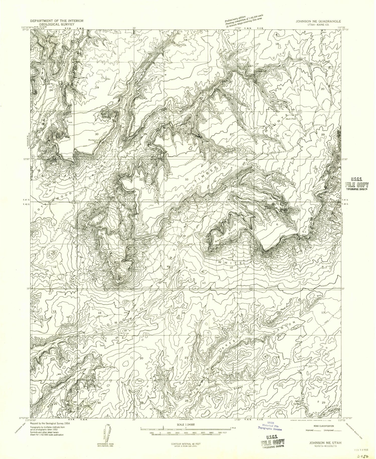 Classic USGS Pine Point Utah 7.5'x7.5' Topo Map Image