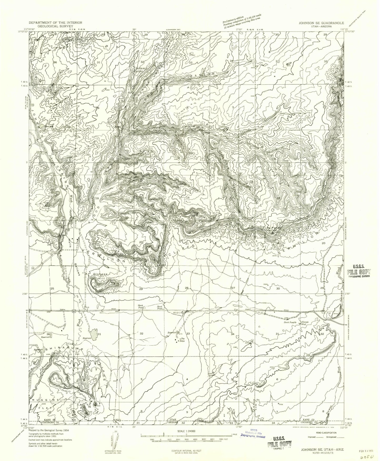 Classic USGS Johnson Lakes Utah 7.5'x7.5' Topo Map Image
