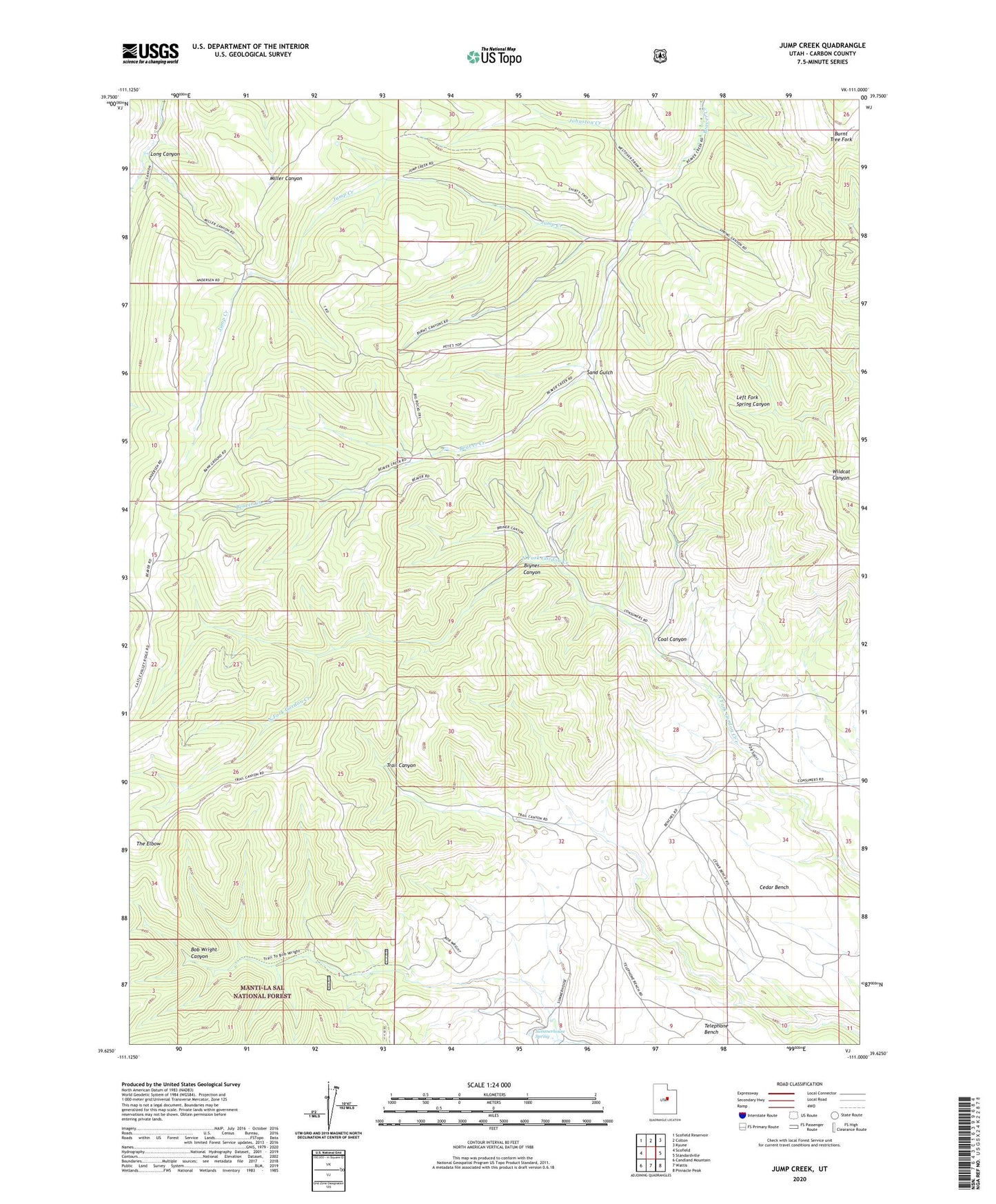 Jump Creek Utah US Topo Map Image
