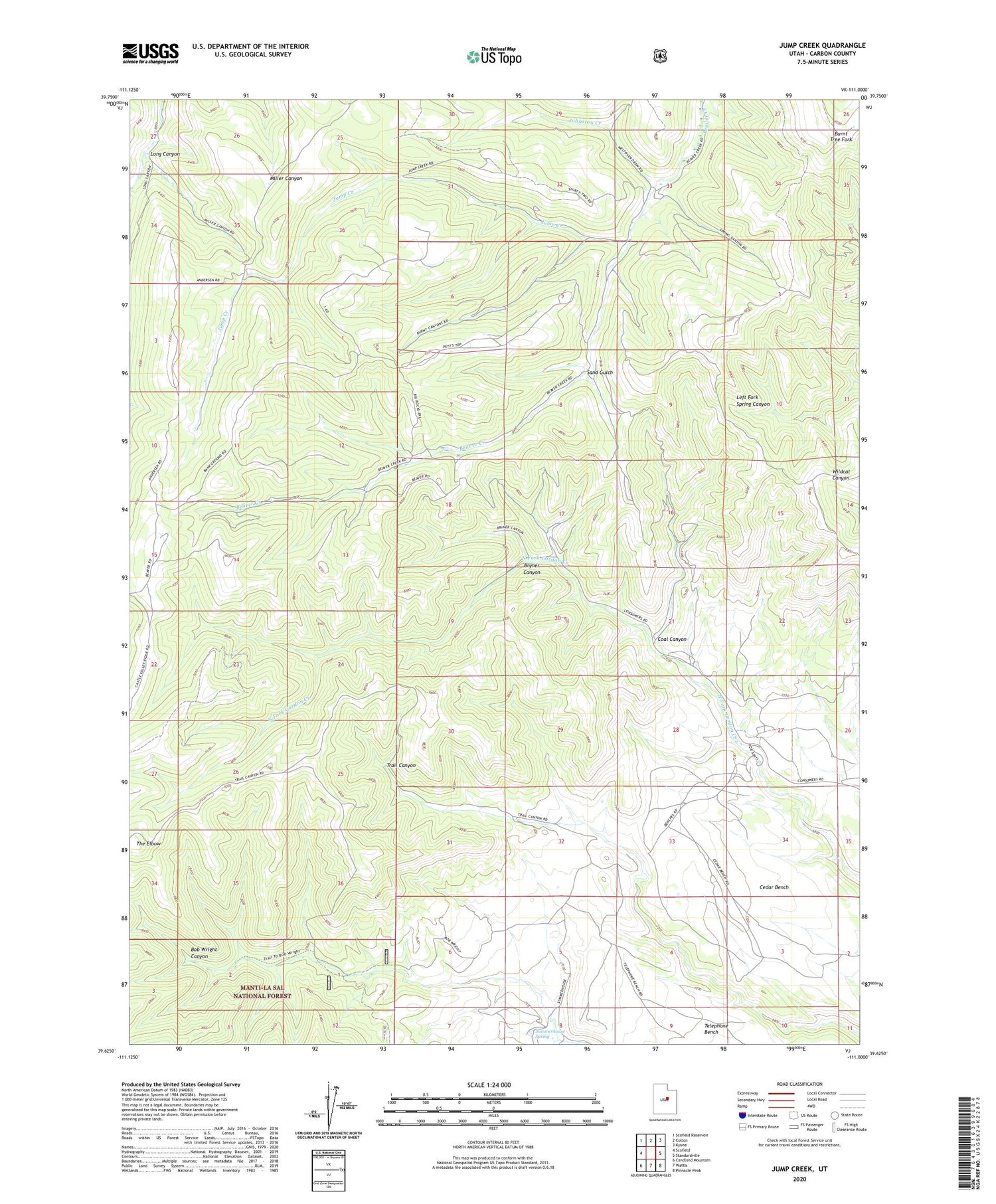 Jump Creek Utah US Topo Map Image