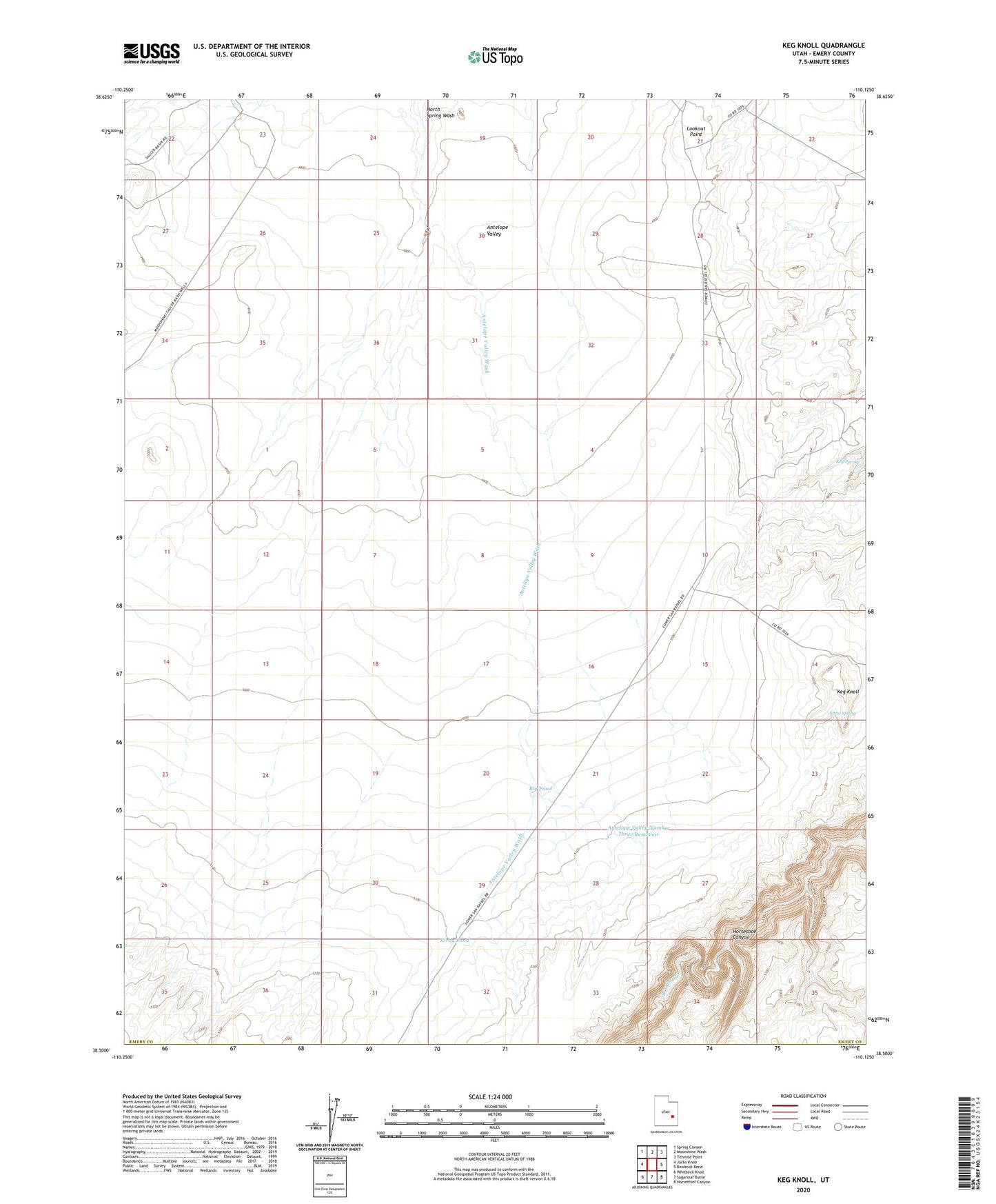 Keg Knoll Utah US Topo Map Image