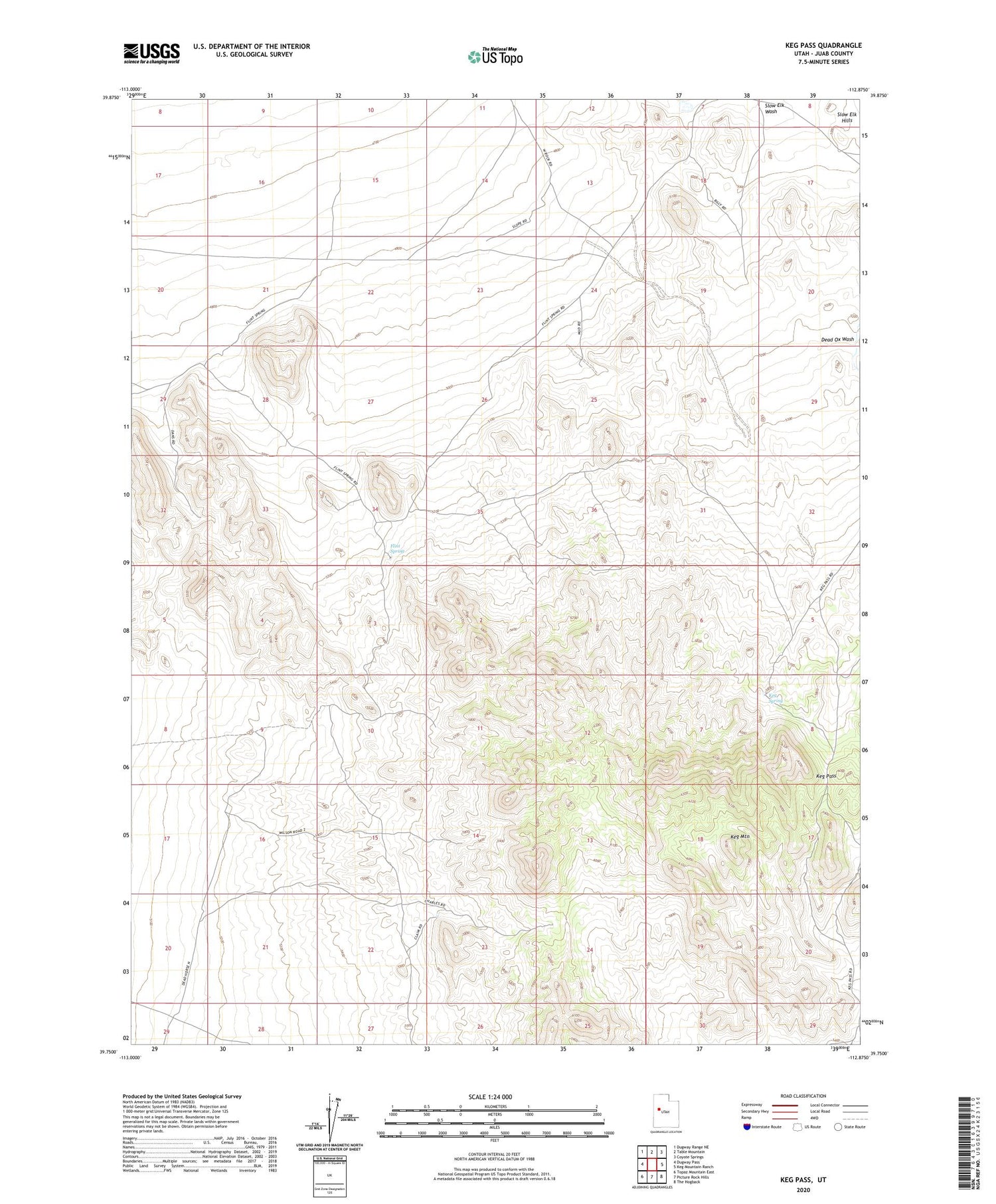 Keg Pass Utah US Topo Map Image