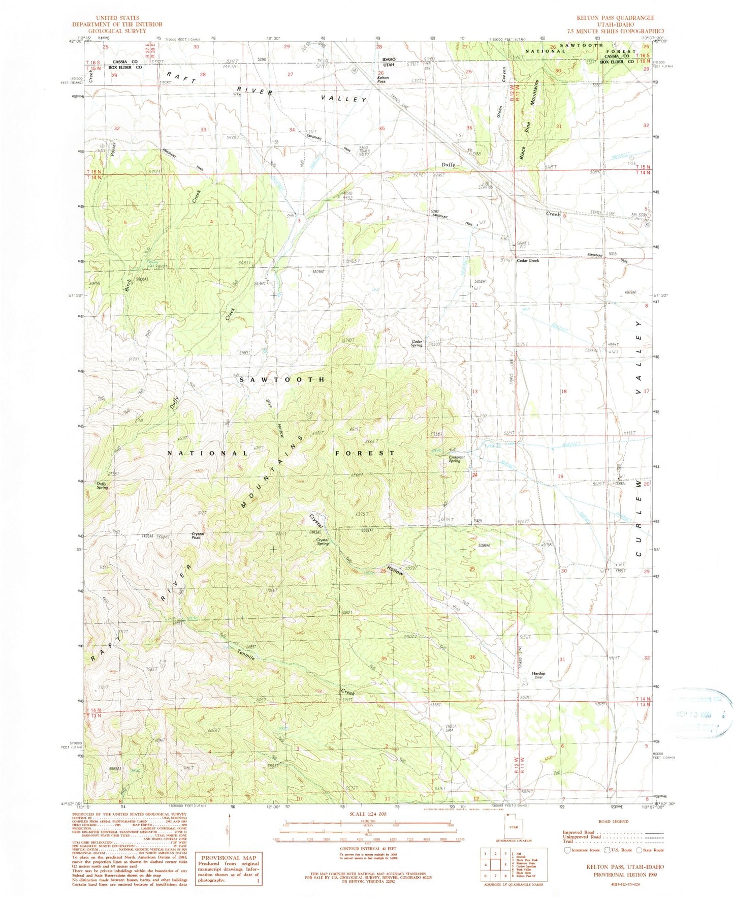 Classic USGS Kelton Pass Utah 7.5'x7.5' Topo Map Image