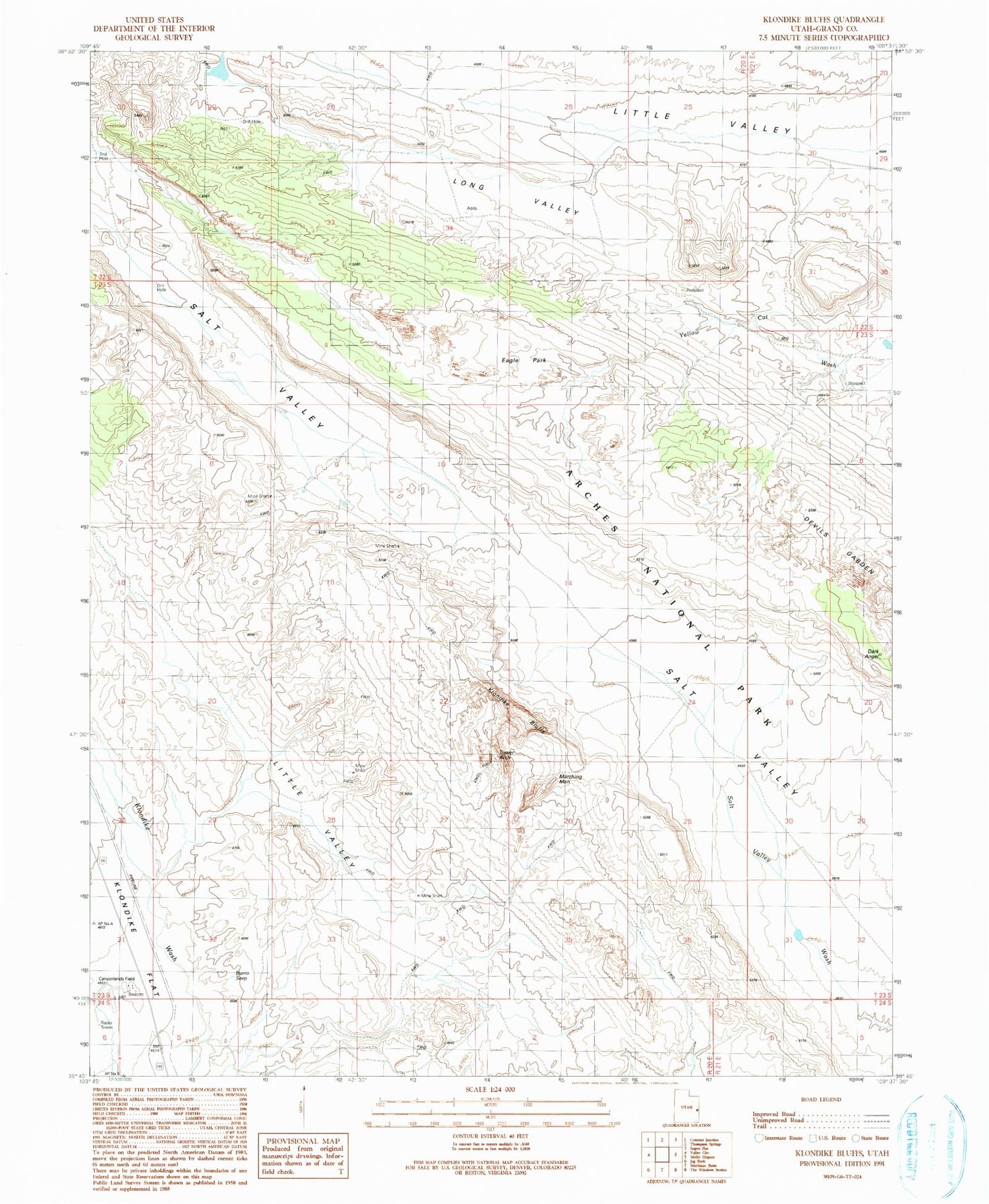 Classic USGS Klondike Bluffs Utah 7.5'x7.5' Topo Map Image