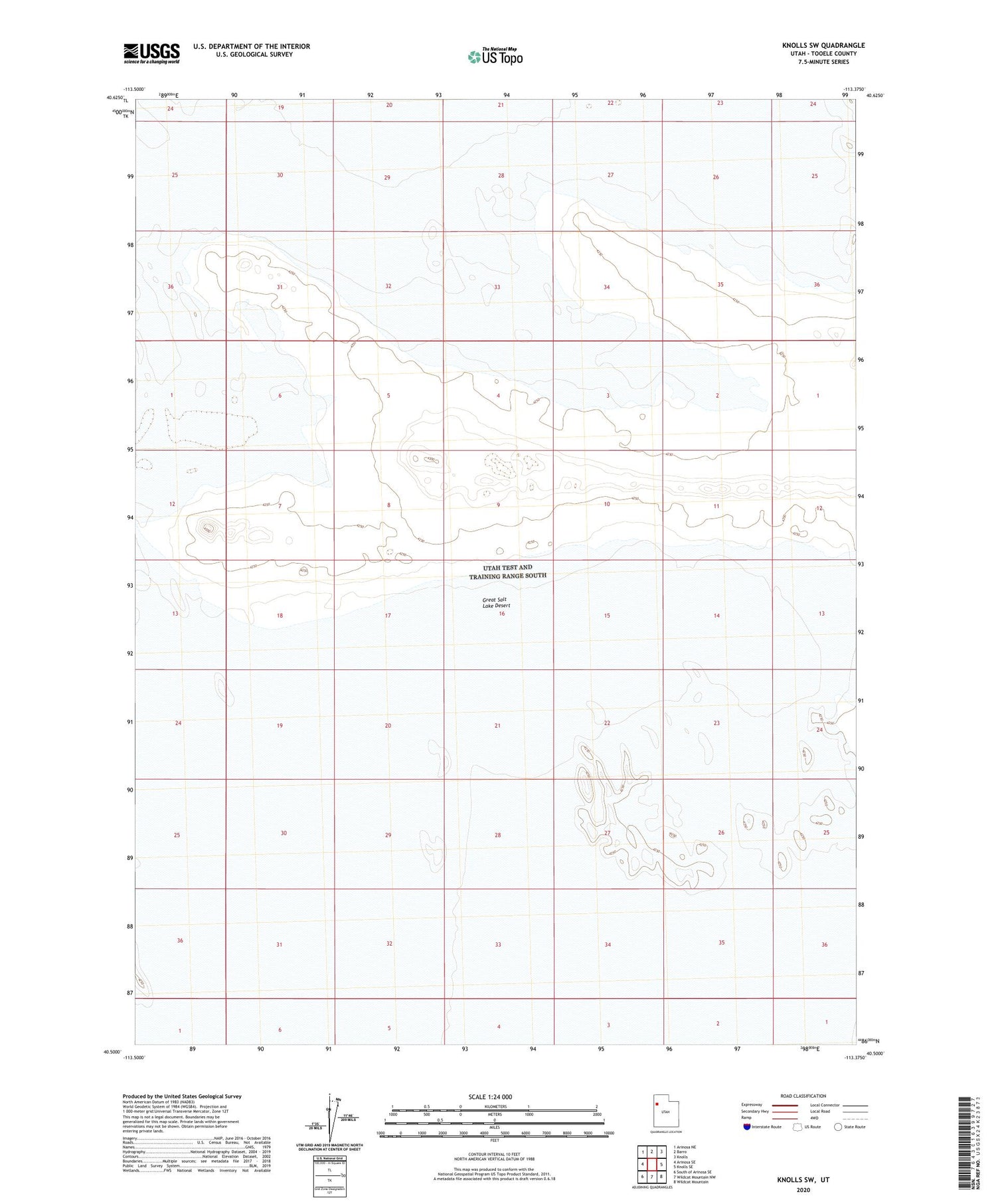 Knolls SW Utah US Topo Map Image