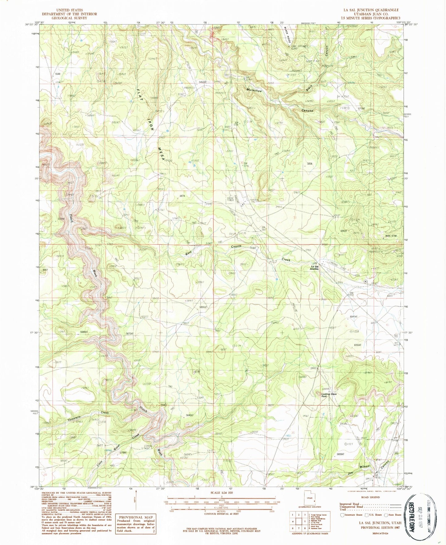 Classic USGS La Sal Junction Utah 7.5'x7.5' Topo Map Image