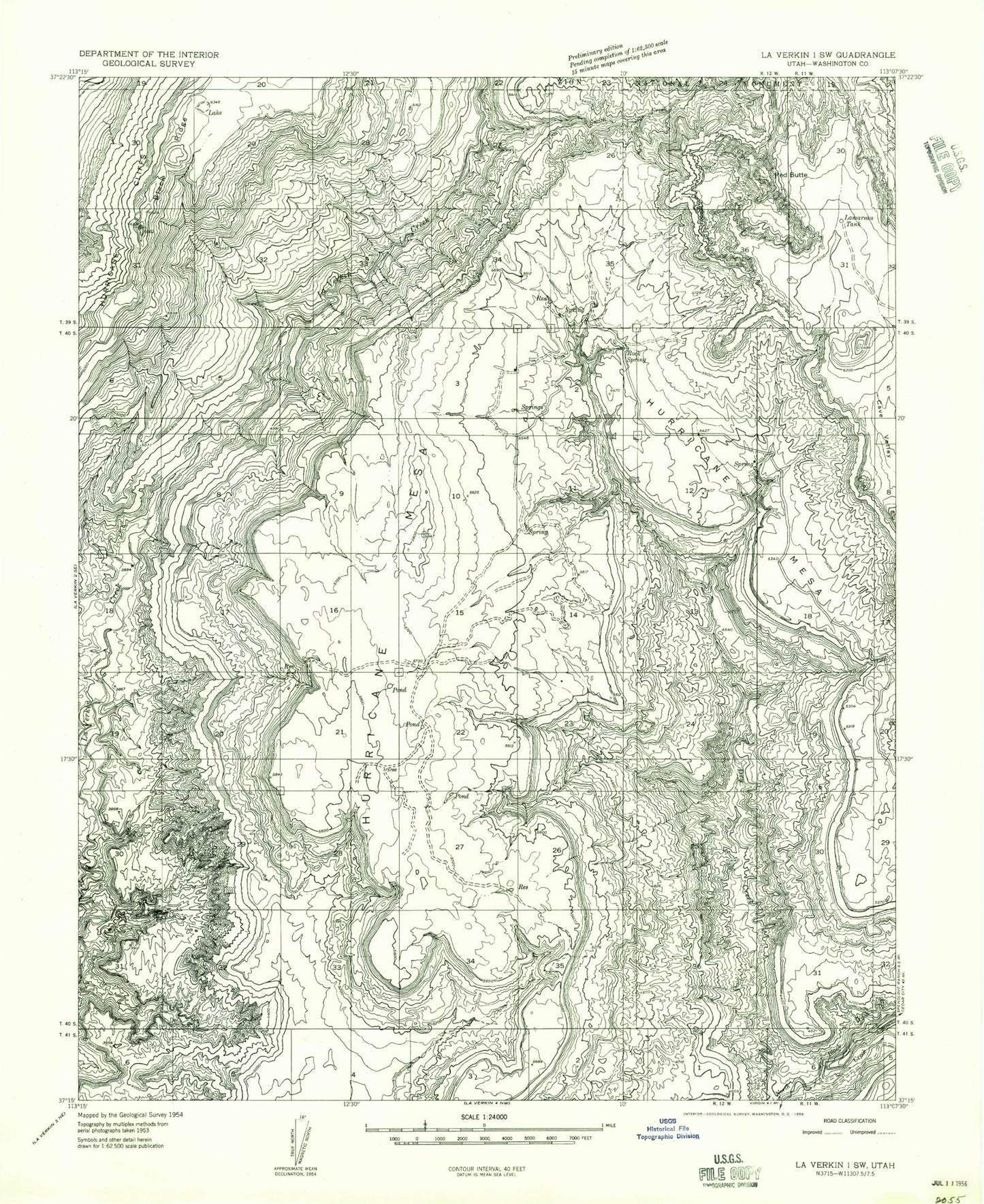 Classic USGS Smith Mesa Utah 7.5'x7.5' Topo Map Image