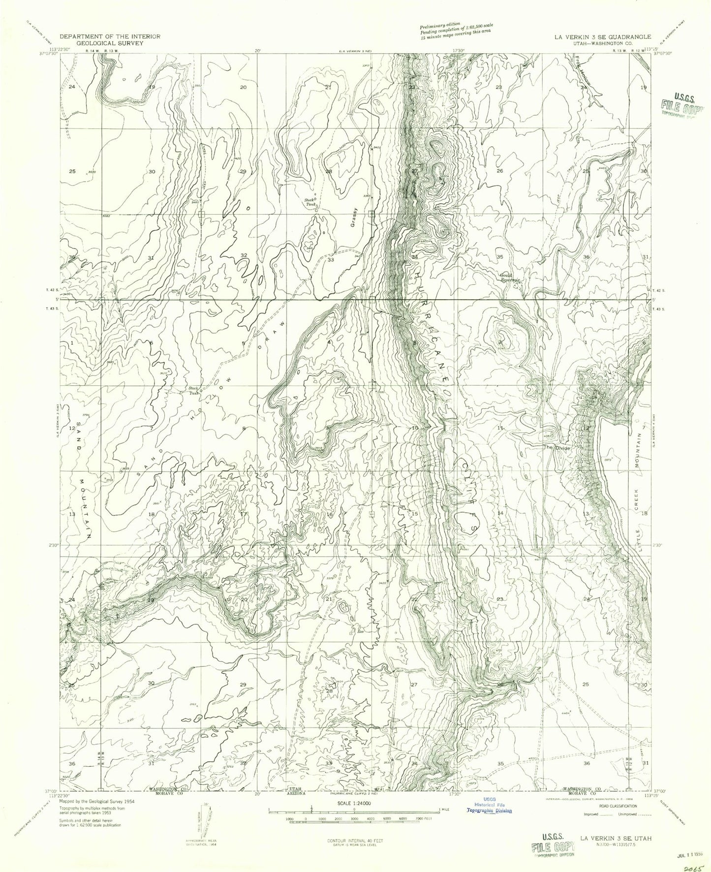 Classic USGS The Divide Utah 7.5'x7.5' Topo Map Image