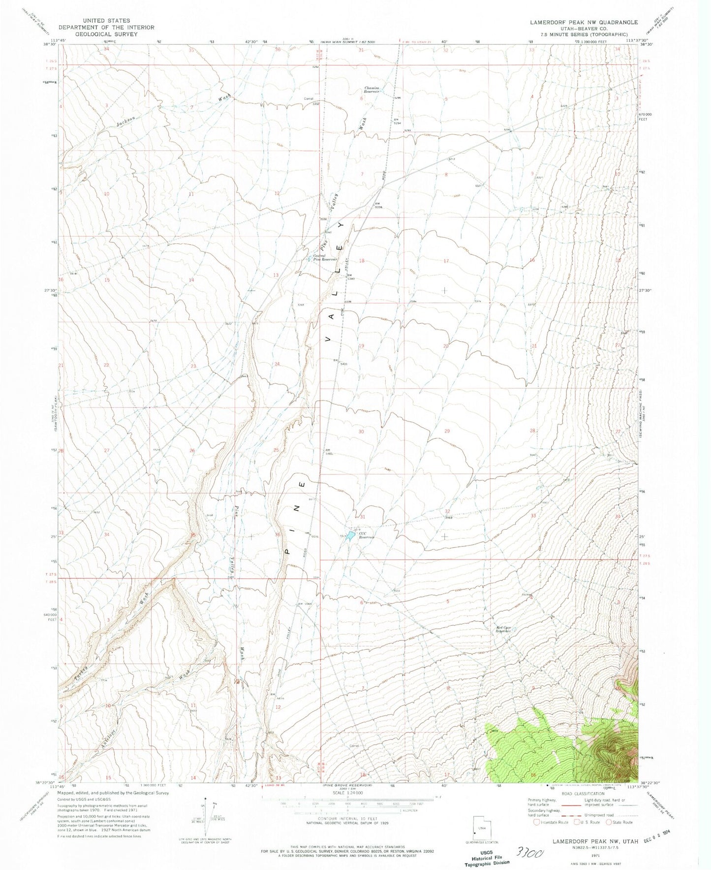 Classic USGS Lamerdorf Peak NW Utah 7.5'x7.5' Topo Map Image