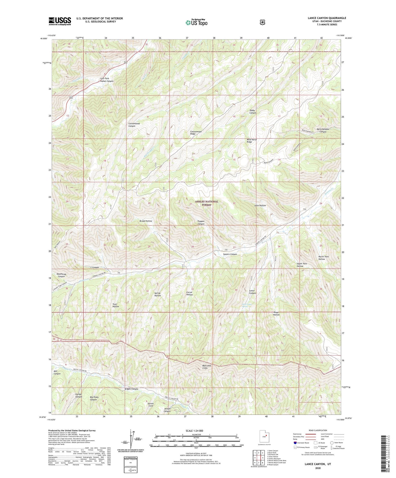 Lance Canyon Utah US Topo Map Image