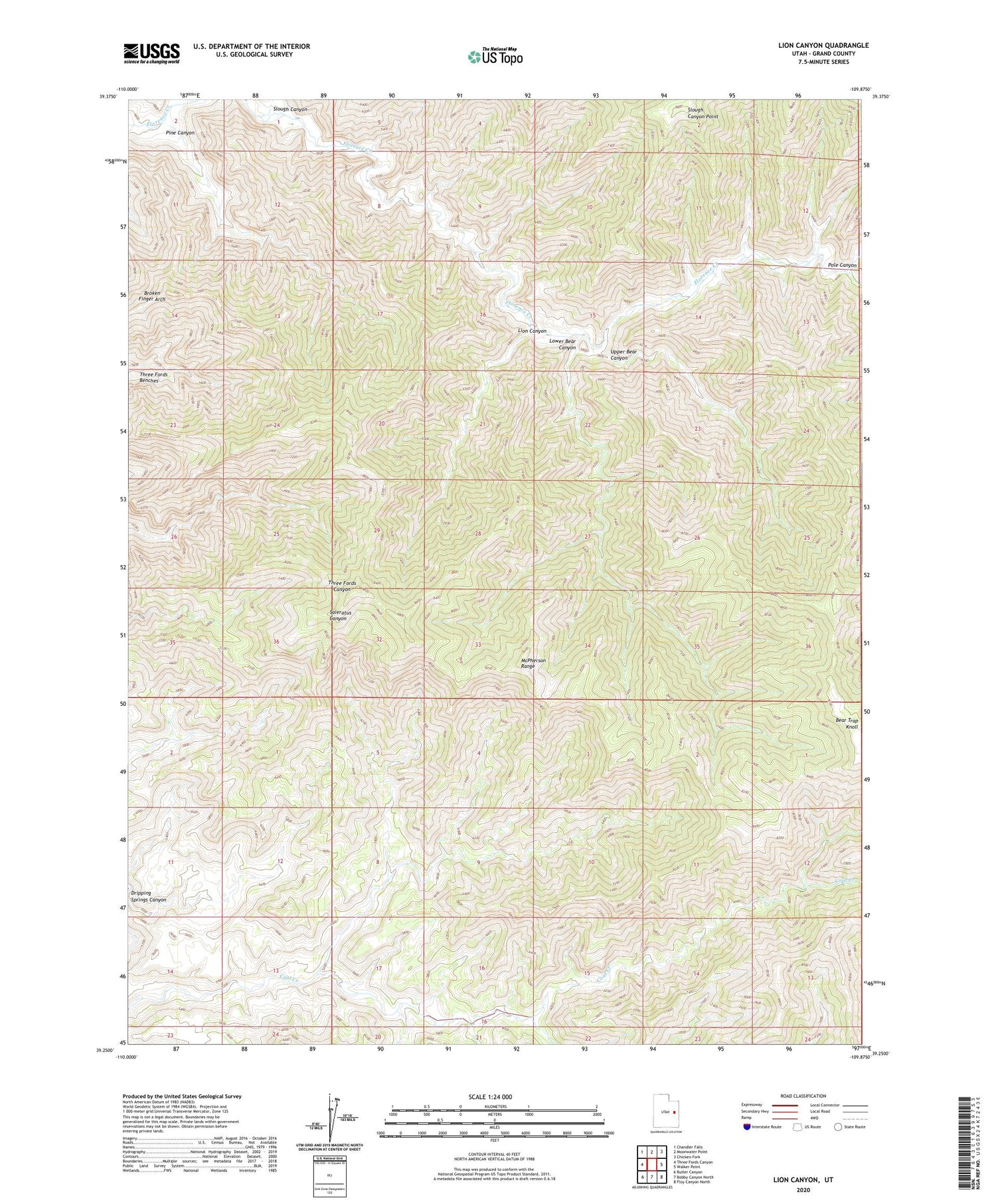 Lion Canyon Utah US Topo Map Image