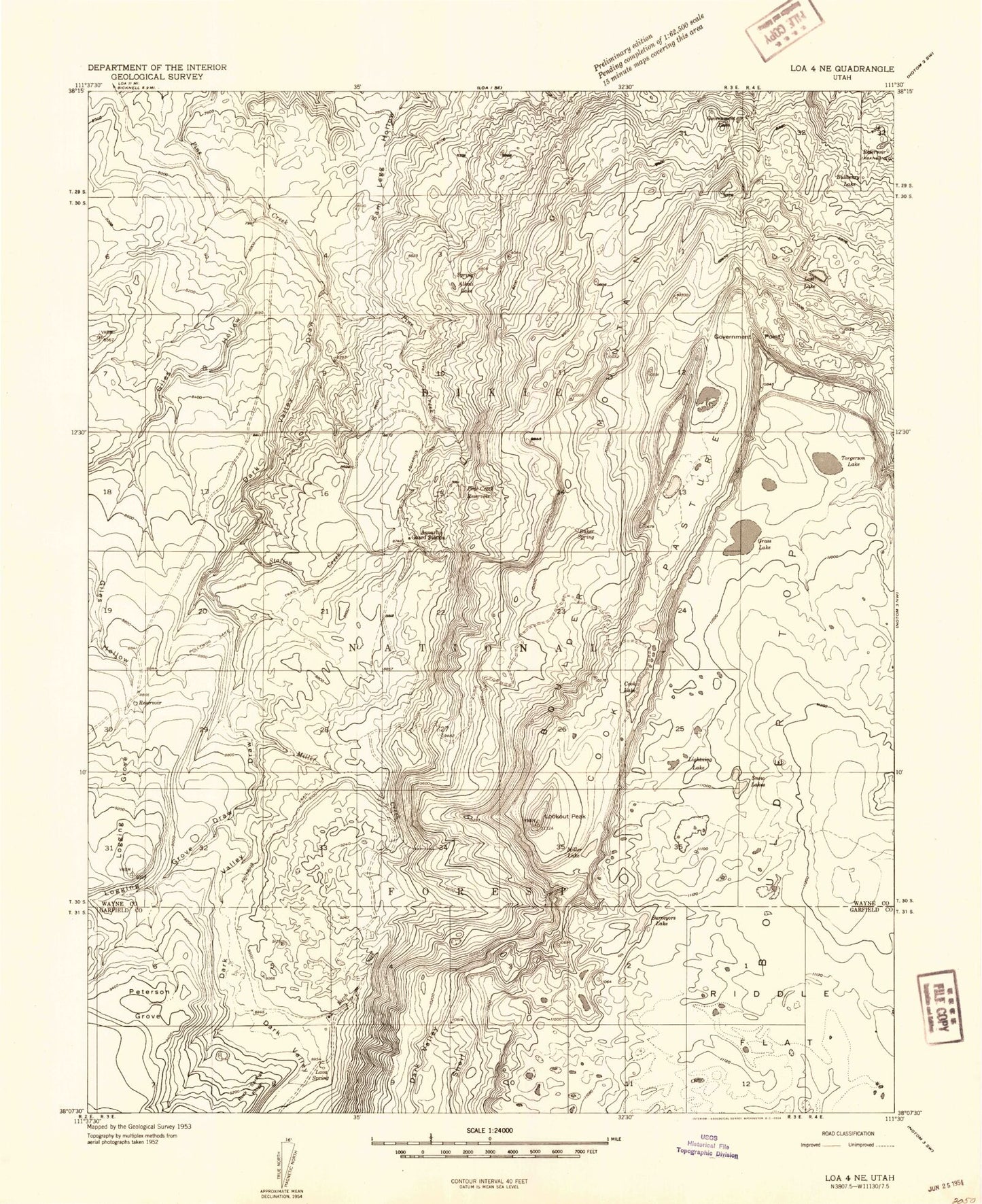 Classic USGS Government Point Utah 7.5'x7.5' Topo Map Image