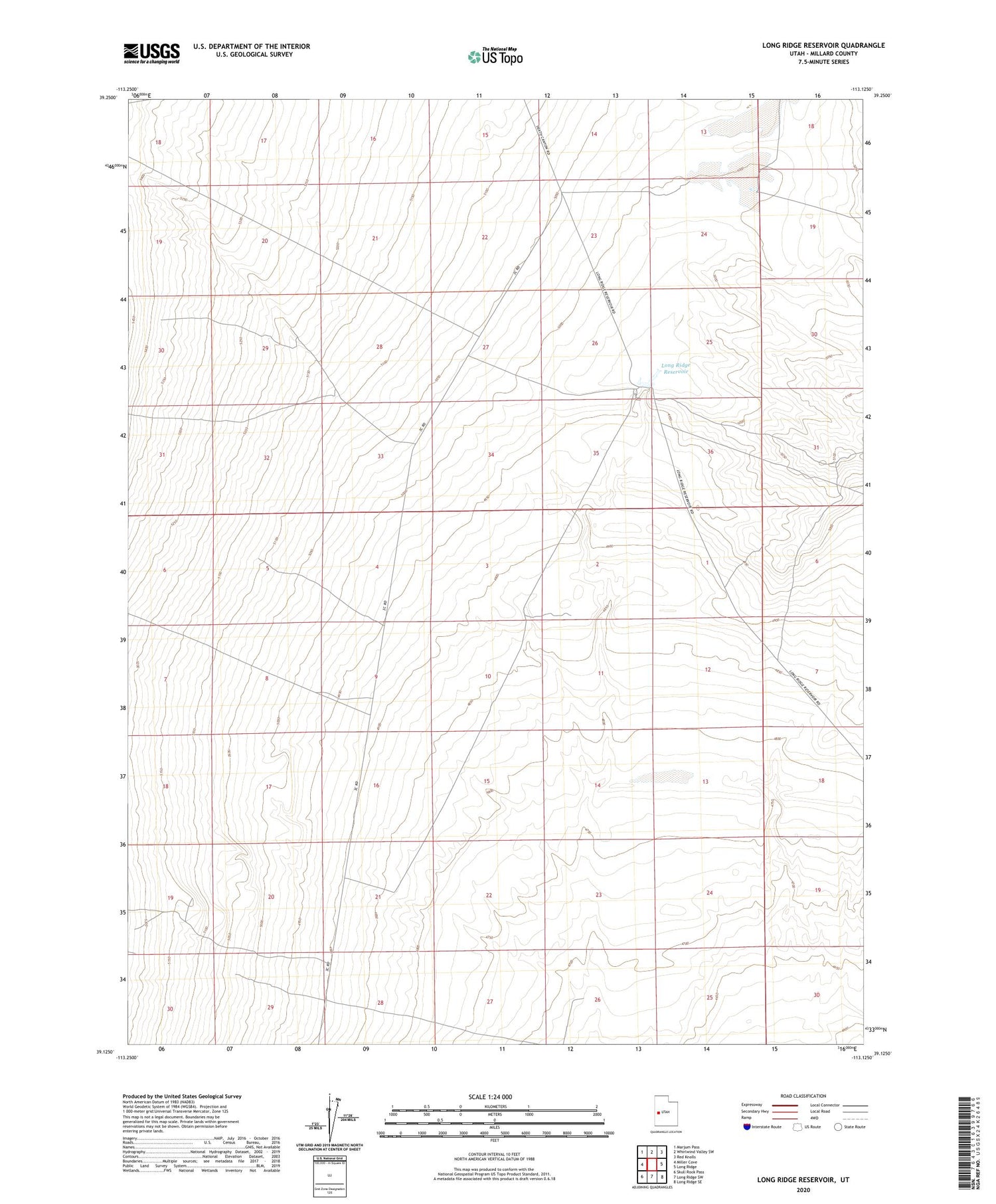 Long Ridge Reservoir Utah US Topo Map Image