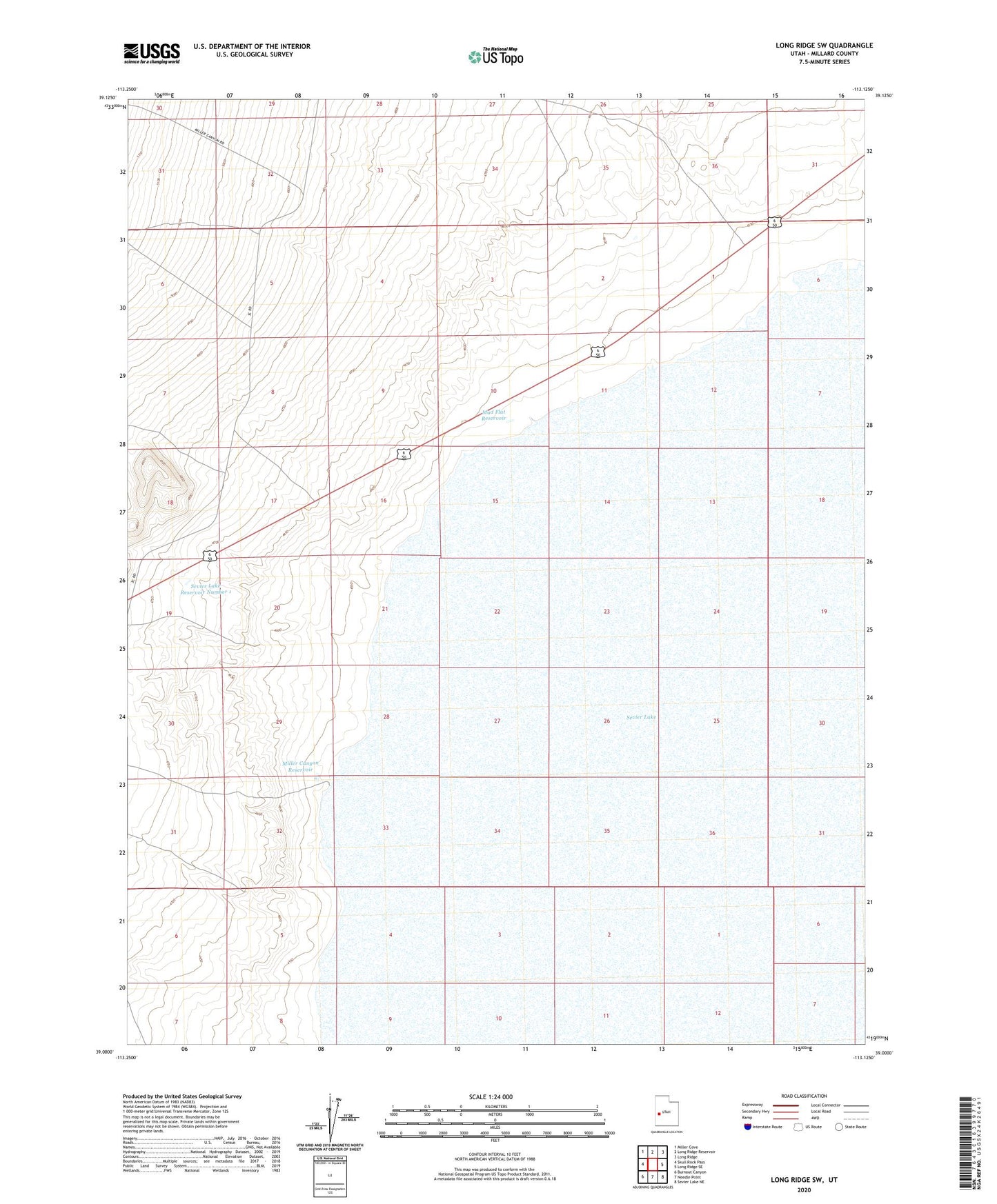 Long Ridge SW Utah US Topo Map Image