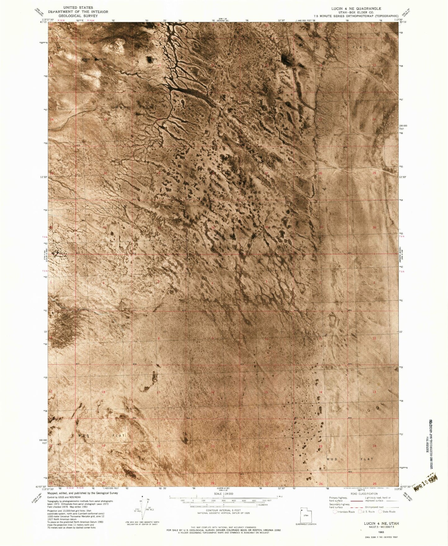 Classic USGS West of Miners Basin Utah 7.5'x7.5' Topo Map Image