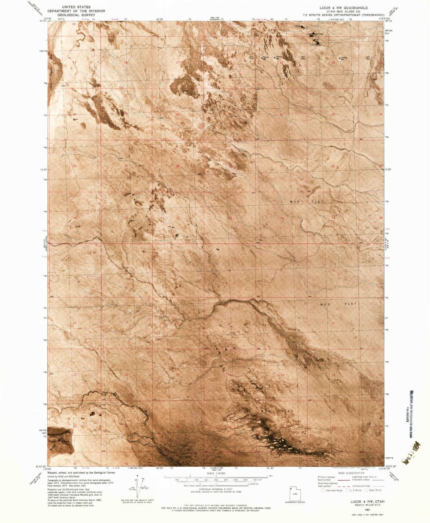 Classic USGS Miry Wash Utah 7.5'x7.5' Topo Map Image