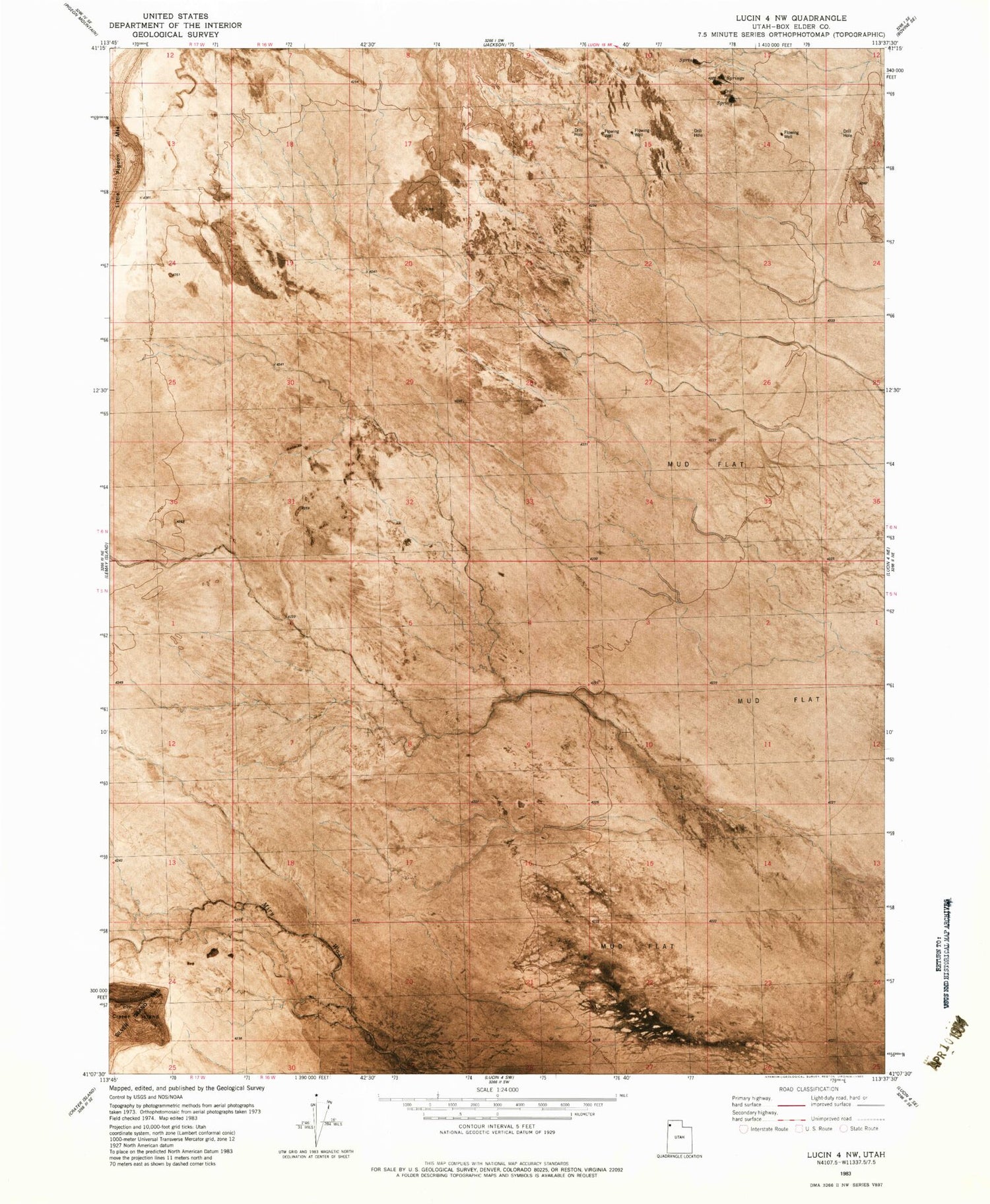 Classic USGS Miry Wash Utah 7.5'x7.5' Topo Map Image