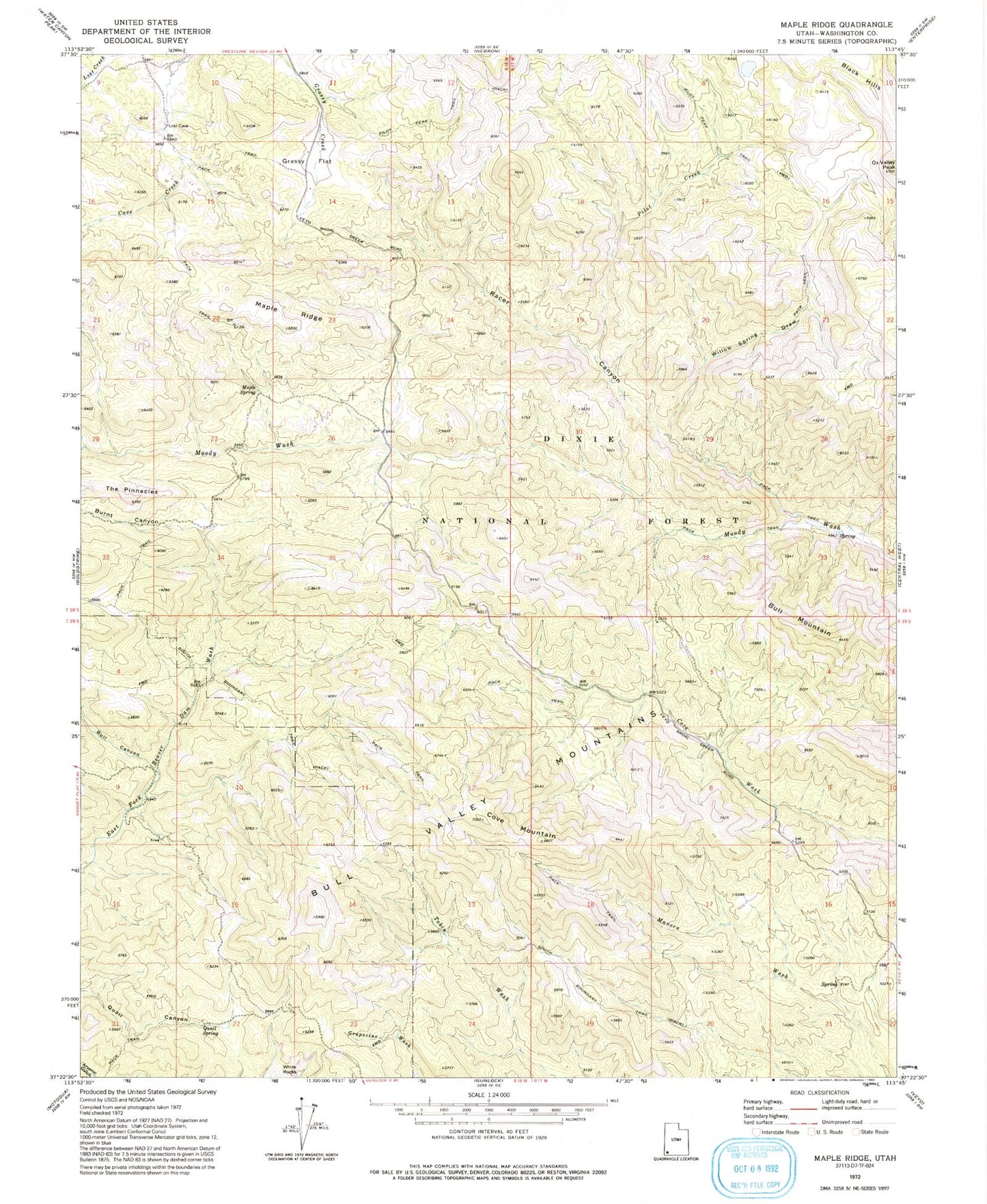 Classic USGS Maple Ridge Utah 7.5'x7.5' Topo Map Image
