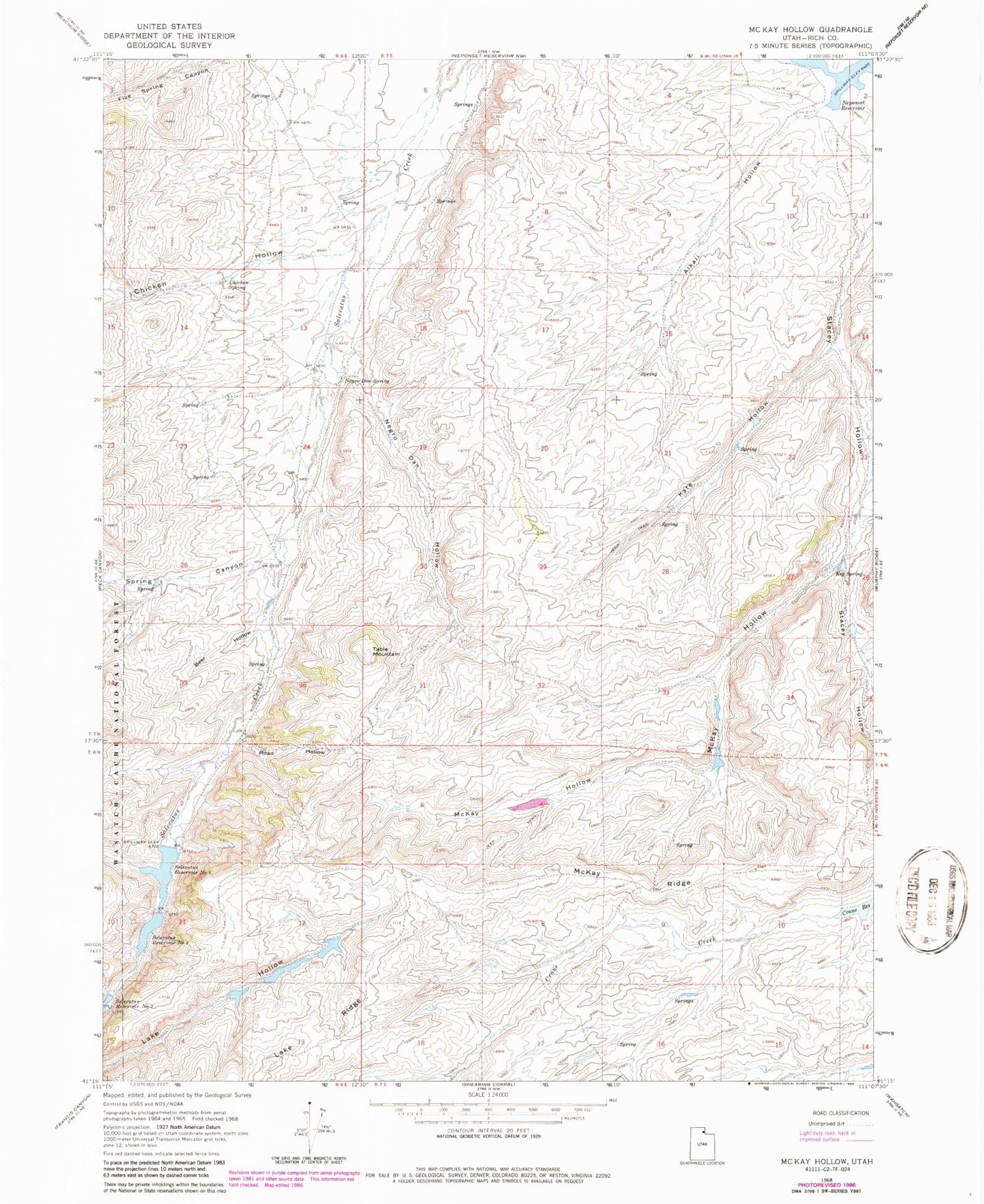 Classic USGS McKay Hollow Utah 7.5'x7.5' Topo Map Image
