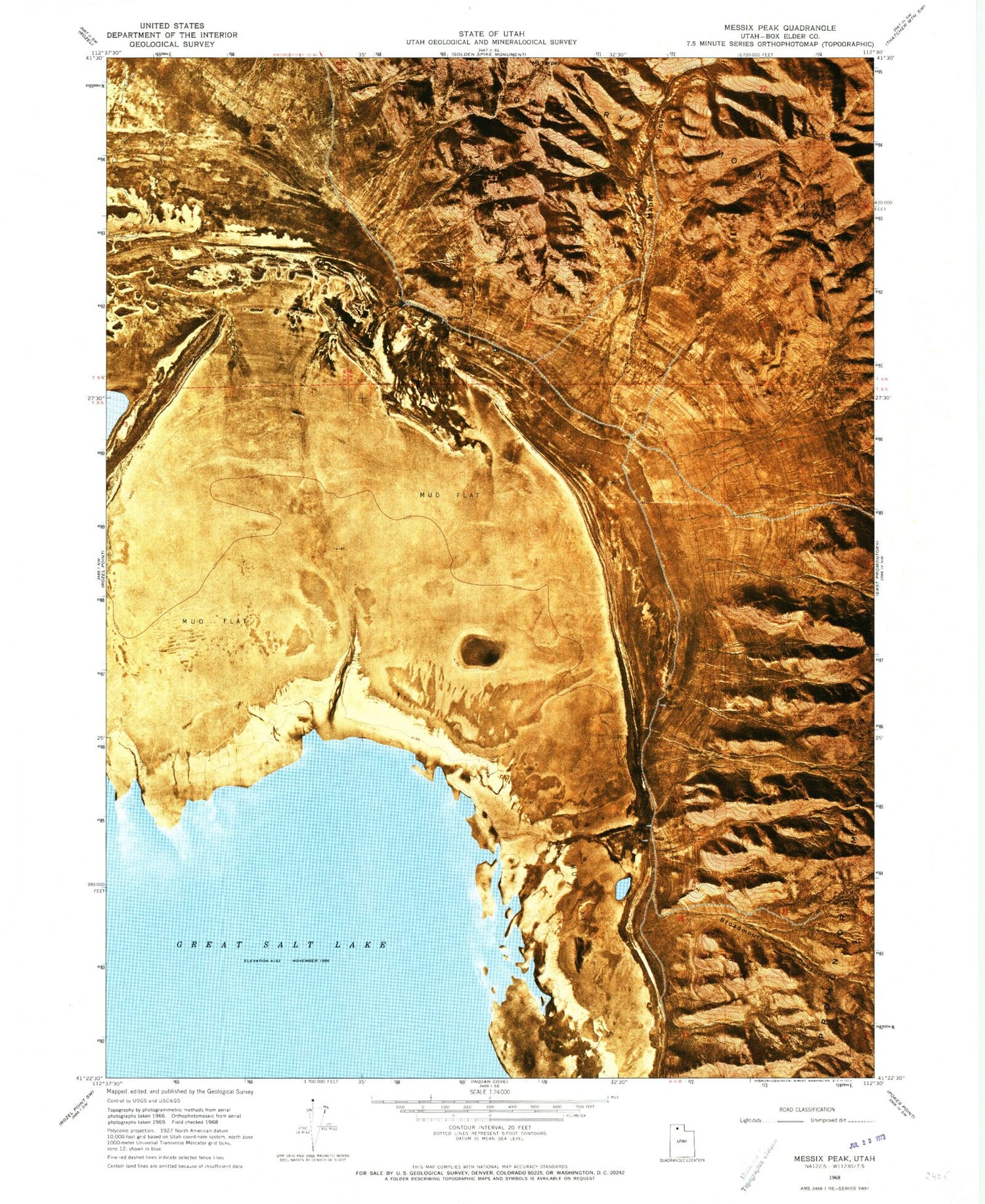 Classic USGS Messix Peak Utah 7.5'x7.5' Topo Map Image