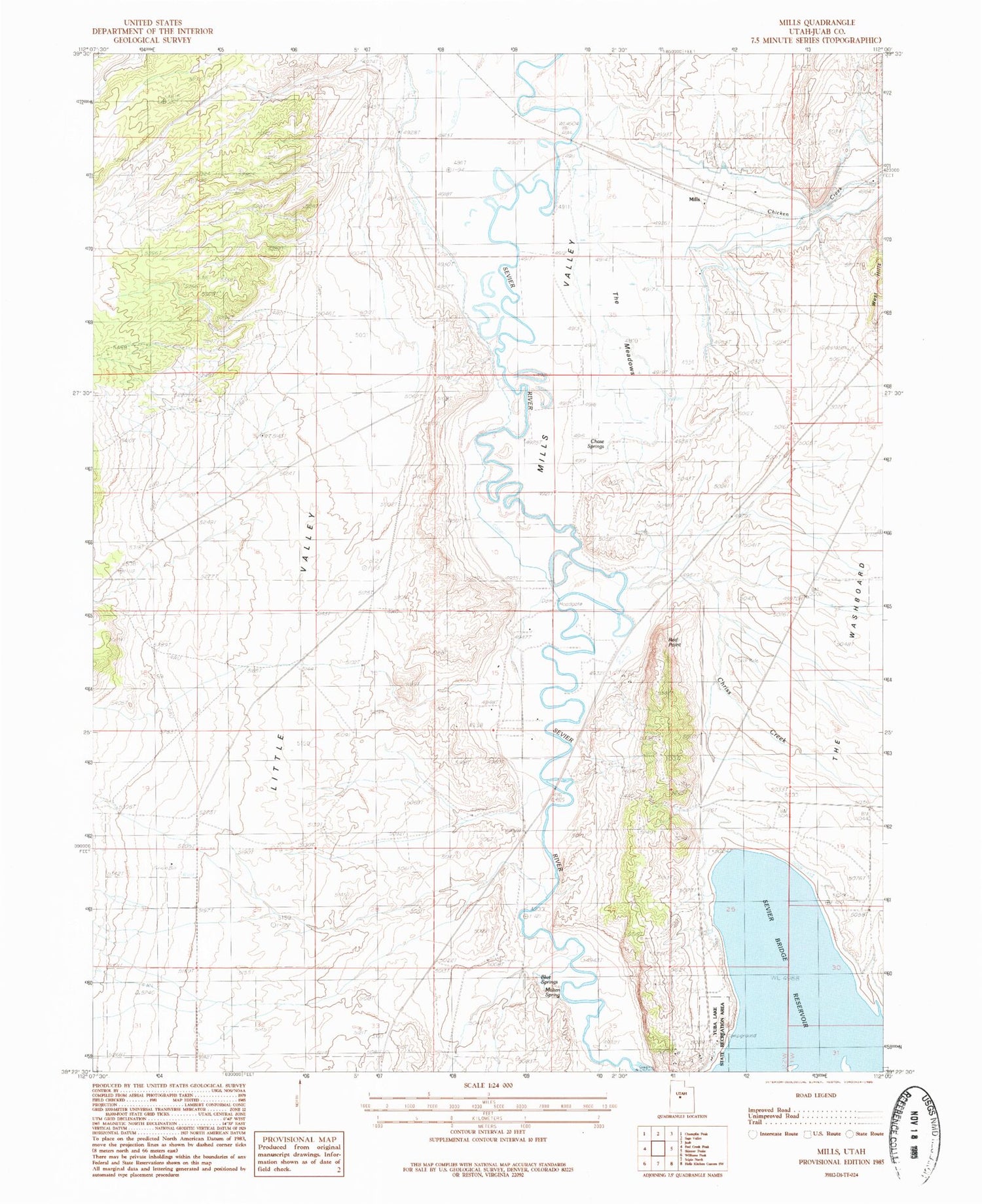 Classic USGS Mills Utah 7.5'x7.5' Topo Map Image
