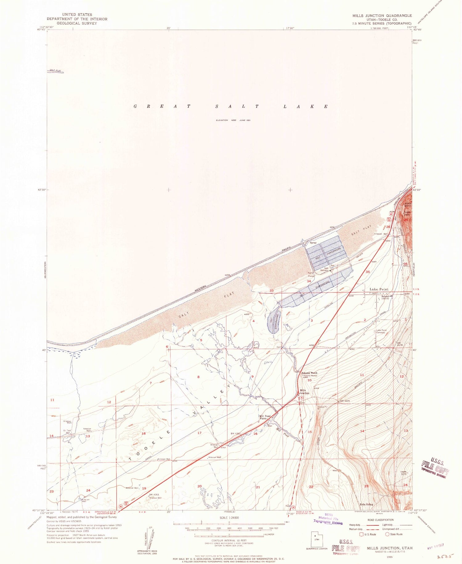 Classic USGS Mills Junction Utah 7.5'x7.5' Topo Map Image