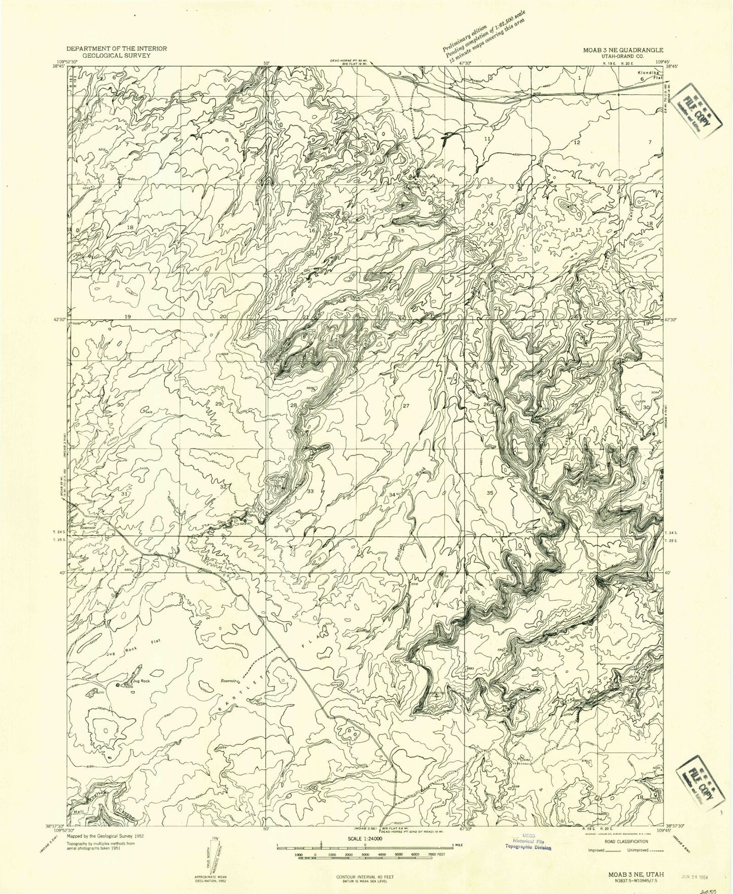 Classic USGS Jug Rock Utah 7.5'x7.5' Topo Map Image