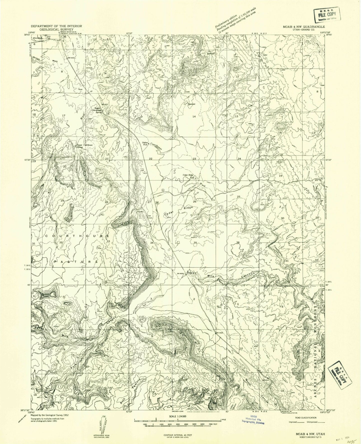 Classic USGS Merrimac Butte Utah 7.5'x7.5' Topo Map Image